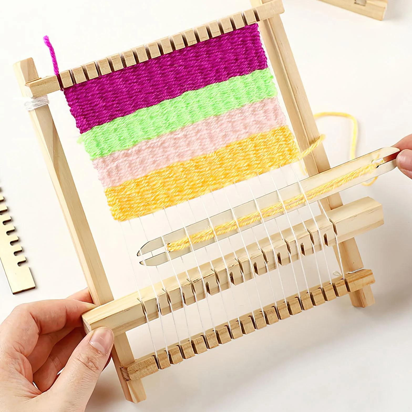 Set di tessiture per bambini, Cornice per bambini con filo e ago per tessitura telaio in legno set di giocattoli per lavori a maglia in legno per principianti Set Telaio per Tessitura per Bambini
