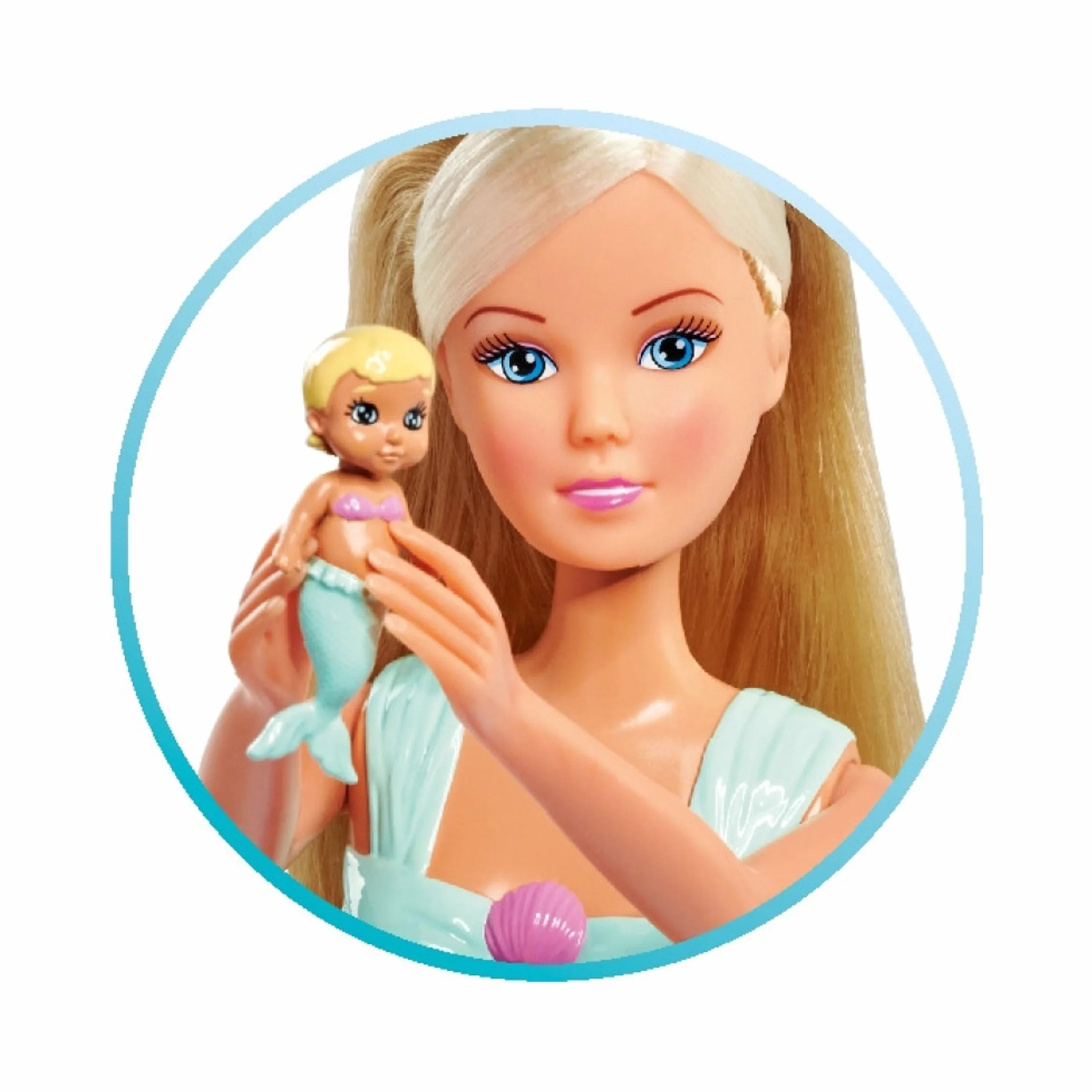 Simba Steffi Love Mermaid Family - Bambola a forma di sirena in gravidanza con kevin, con lettino, 29 cm, per bambini a partire dai 3 anni