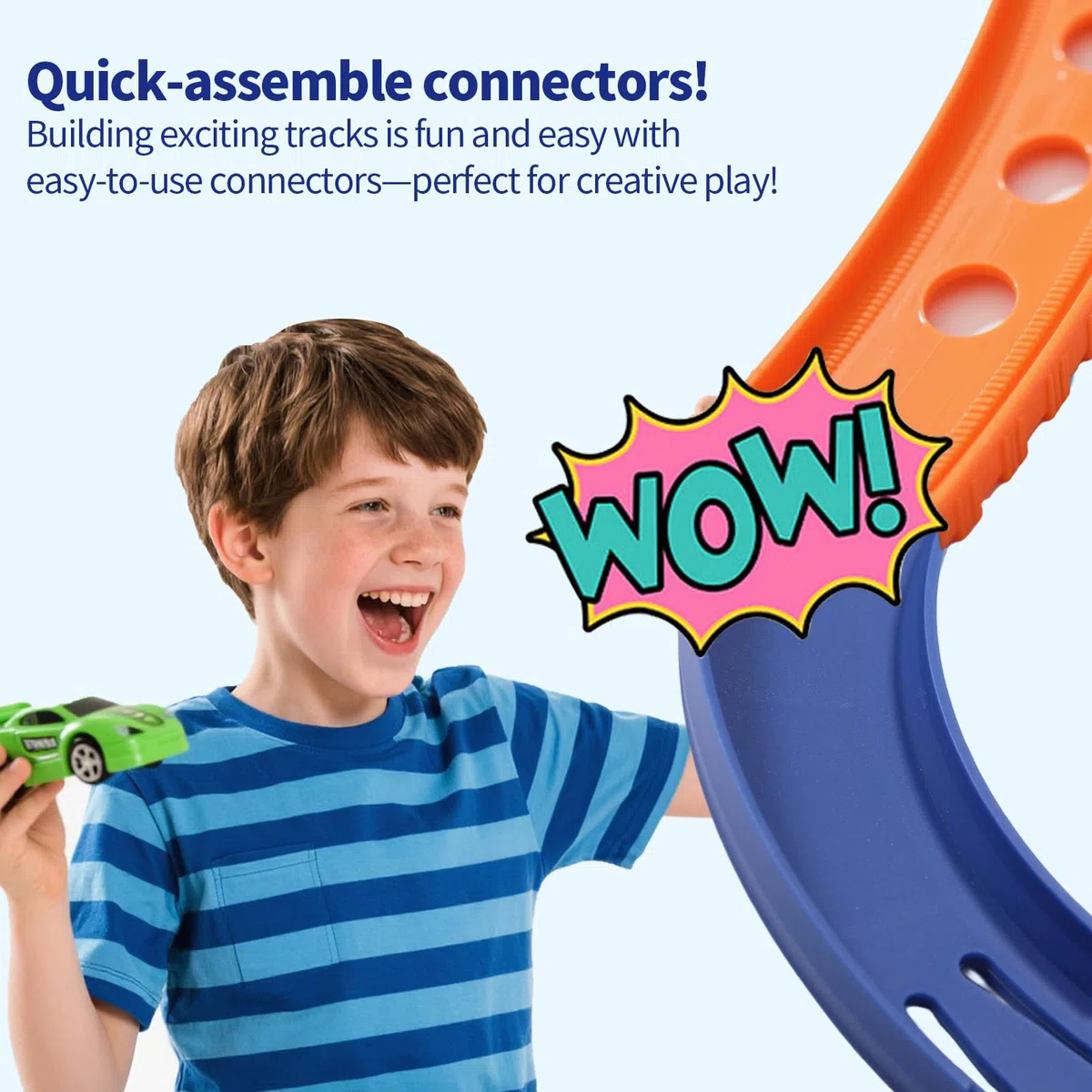 4pz Parti di Pista Girevole per Hot Wheels, 90 Gradi Connettori per Pista da Corsa Curva Auto Giocattolo Componenti Costruzione ABS il Modo da Corsa Compatibili con Hot Wheels (Blu)