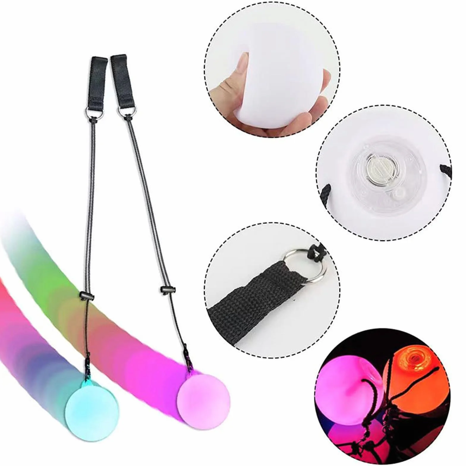 2 pz LED Poi Balls, palle luminose, Poi luminose per giocoleria, danza e spettacolo, strumento per principianti e professionisti