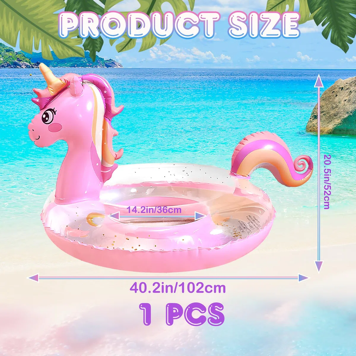Salvagente Bambini, Salvagente Unicorno Fenicottero Pony Cigno, Ciambella Gonfiabile, 70/90 cm, Giochi Piscina, per Piscina e Spiaggia