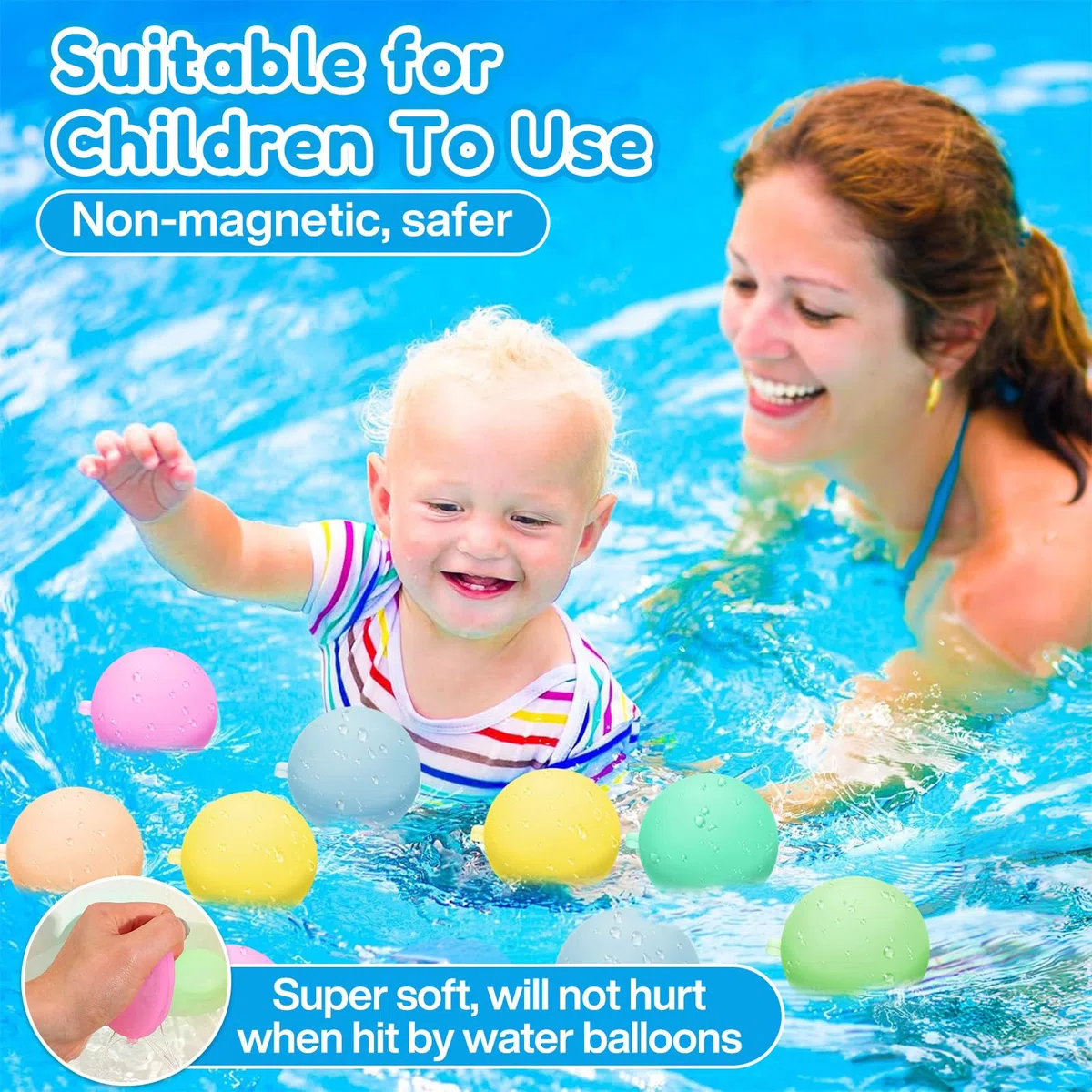 Palloncini da Acqua Riutilizzabili, 36 Pcs Gavettoni Riutilizzabili a Eiempimento Rapido, Giocattoli da Piscina Bombe d'acqua per Giochi Acqua Estivi Piscina Spiaggia Giardino Bambini e Adulti