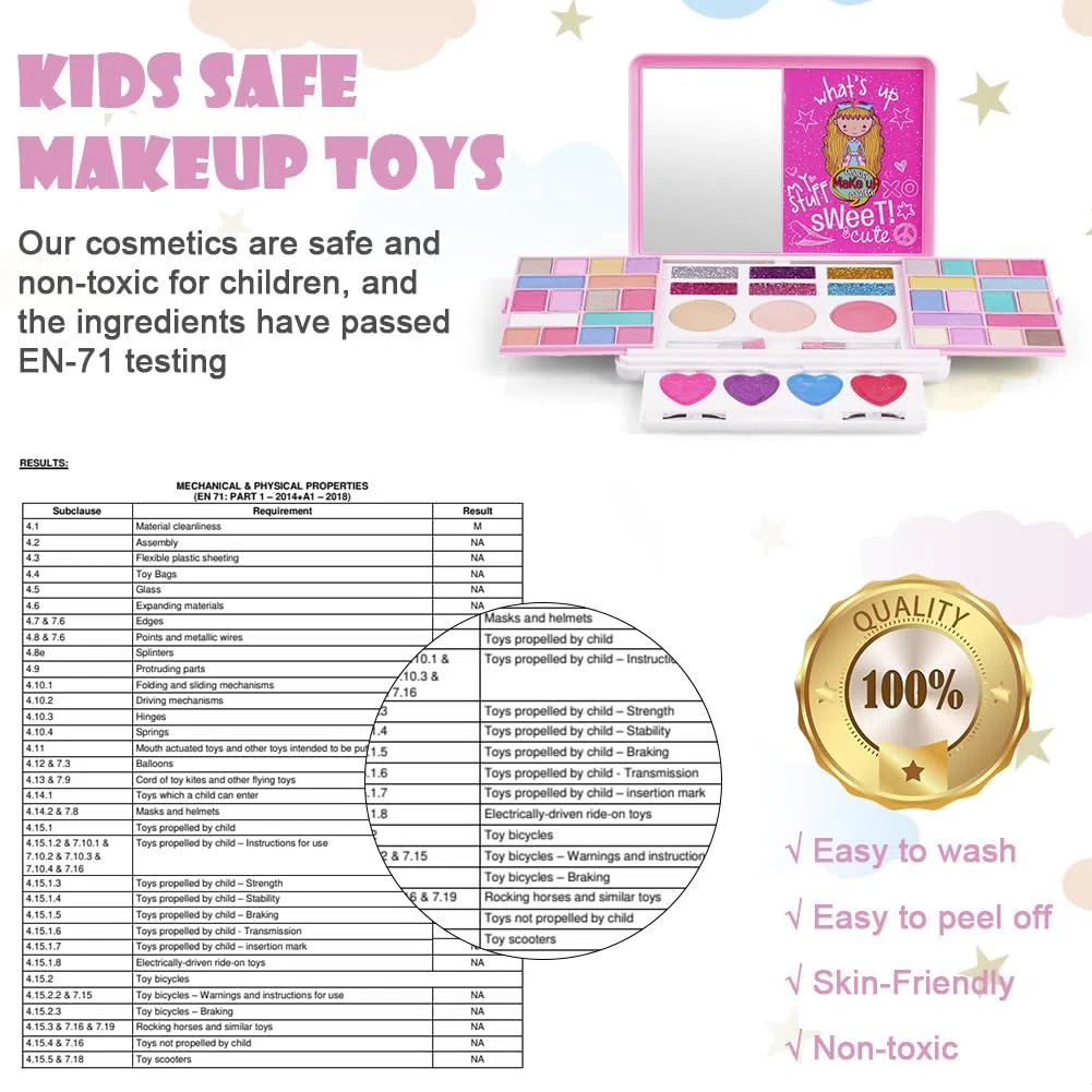 Aomig Trucchi Bambina Set, 43 Colori Trucco Ombretti per Bambini, Regalo per Compleanno, Halloween, Carnevale, Natale e Natale per Ragazze Età 3~8