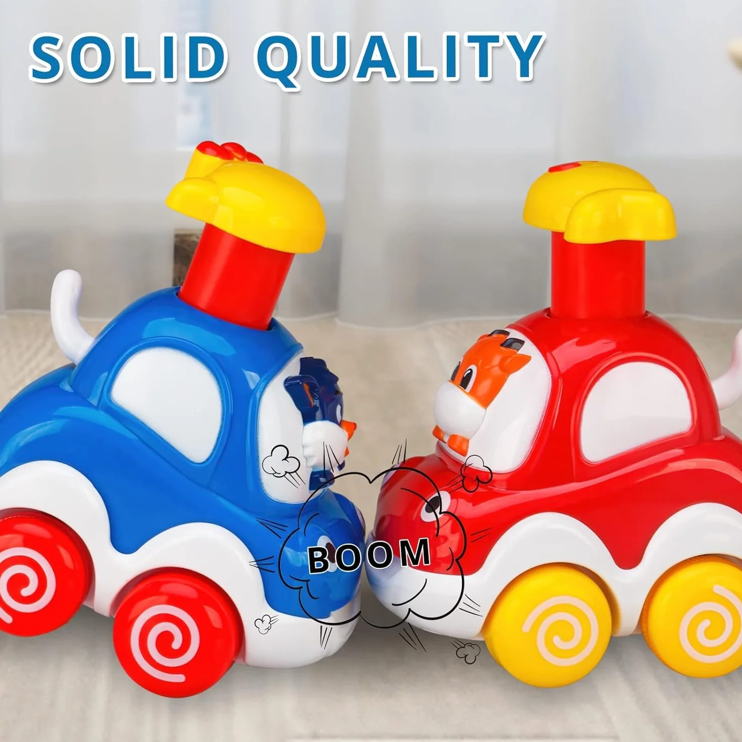 lerrbo 4 PCS Giocattoli auto animali inerziali per bambini di età 1-2|giocattoli per bambini 12-18 mesi|regali di primo compleanno per bambini e bambine