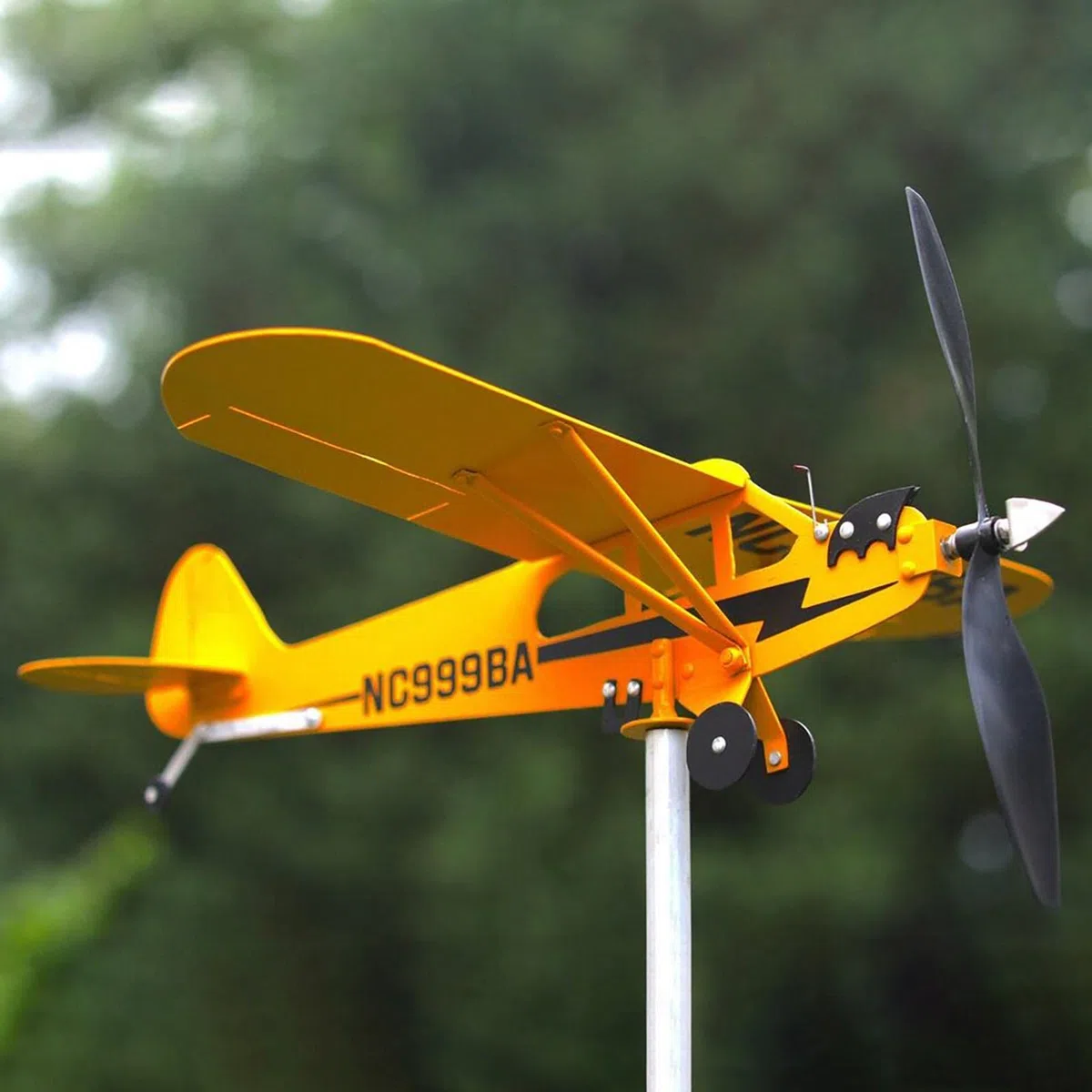 Spinner Per Esterni - Mulino A Per Aeroplano, Piper J3 Aeroplano Banderuola Da Giardino Mulino A Arte Del Giardino Scultura A In Metallo Mulino A Per Esterni Aereo Classico