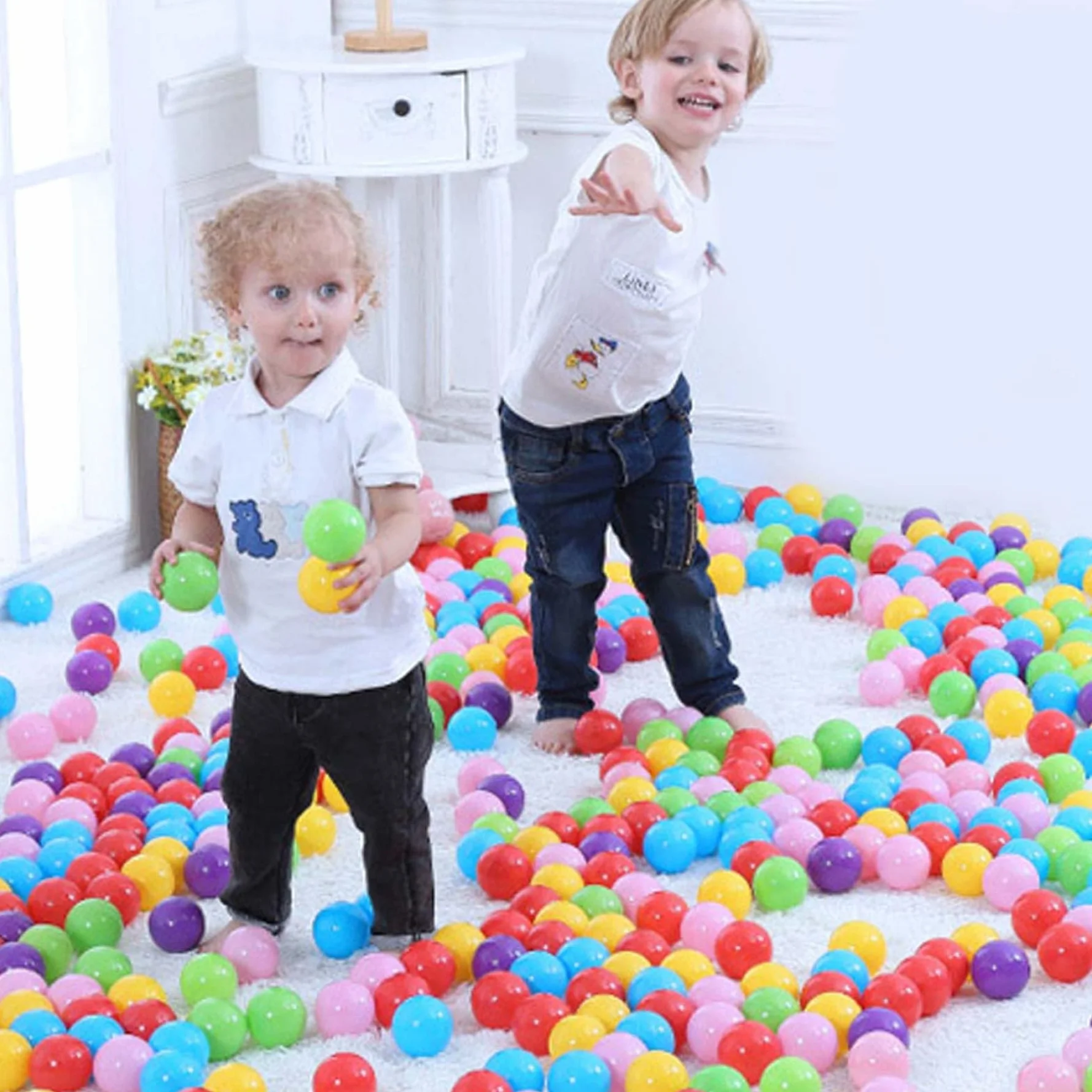 Palline da gioco da 100 pezzi, Palline da piscina per interni, da piscina per bambini in plastica colorata per asilo nido per bambine, 5, 5 cm