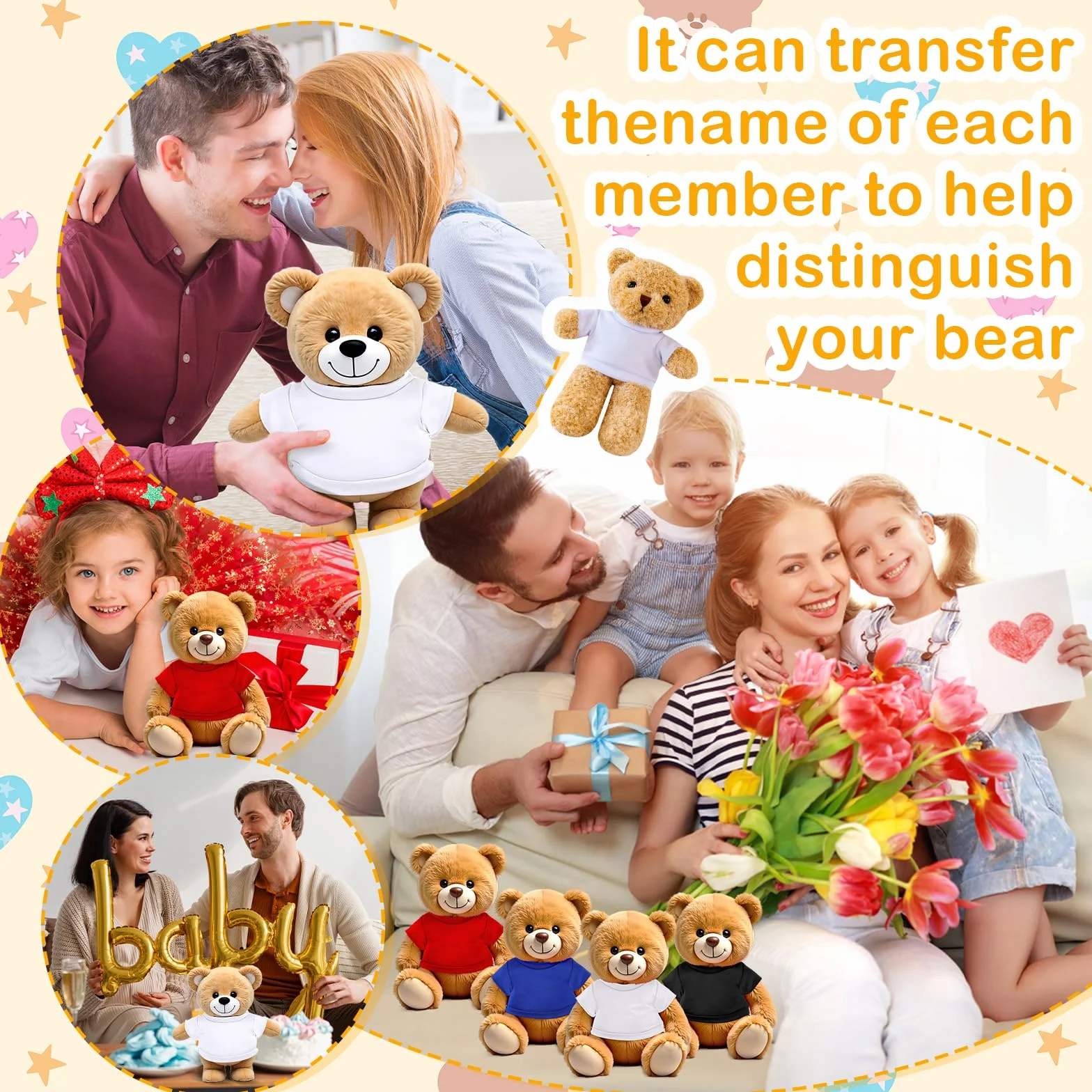 4 pezzi Build a Bear Clothes Mini Bear Abbigliamento Orso Bambole Vestiti Orso Peluche Vestiti Orsetti 12-16 pollici Crea le tue bambole di peluche Out fits E Accessori-B