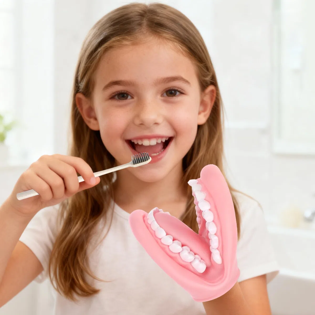Marionetta Bocca Con Lingua – Strumento Educativo Logopedia Igiene Orale & Dentale | Modello Mascellare Mobile In PVC Con Spazzolino Per Bambini Asilo Apprendimento Domestico
