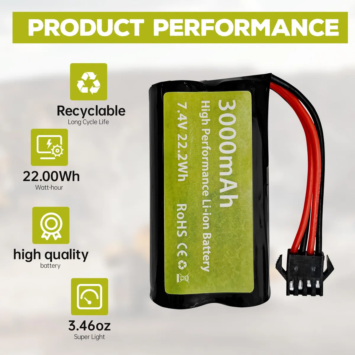 7.4V 3000mah 15C 2S batteria agli ioni di litio con spina SM-4P con cavo di ricarica USB Adatto per EC08 DE85 RC auto camion RC barca RC Drone ingegneria batteria del veicolo