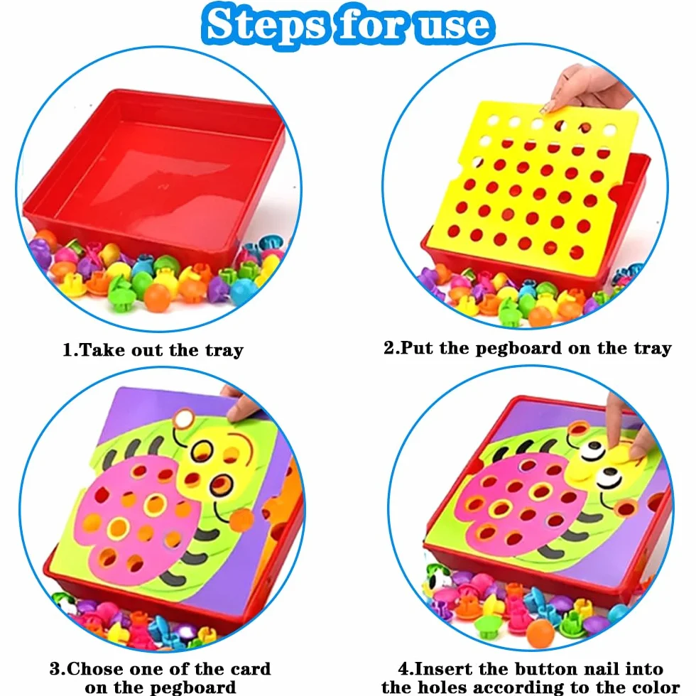 DxxD Gioco Chiodini per Bambini 2 3 4 anni, Gioco di Abbinamento Colorato, Puzzle Educativo per Bambini, Creativi Regalo di Compleanno Giocattoli Montessori Regalo Didattico Bimbo Bimba bambina
