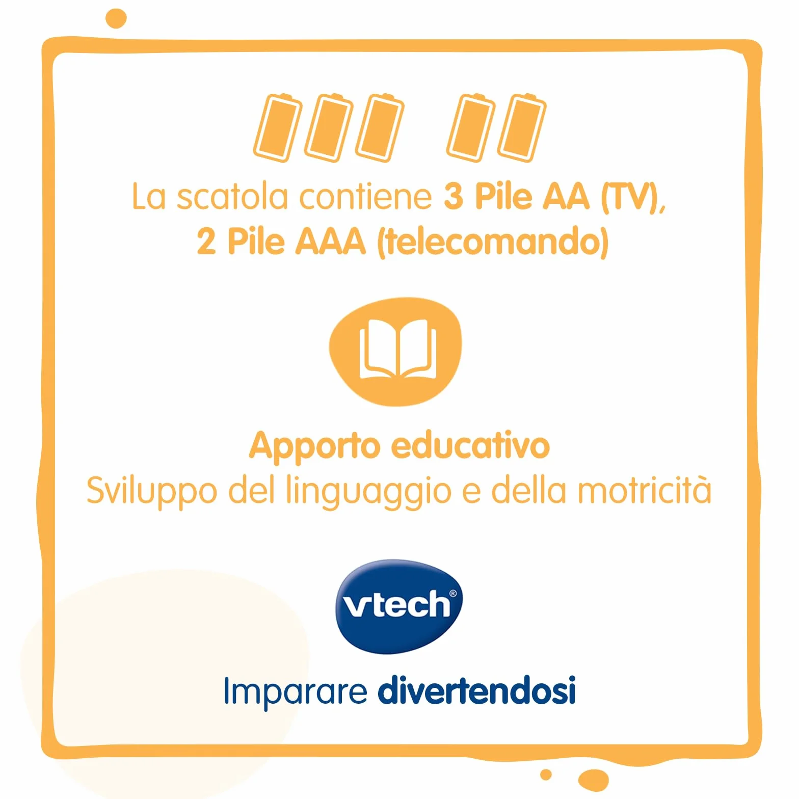 VTech La Mia Prima Smart TV, Televisione Interattiva per Bambini, Telecomando Interattivo Incluso, 10 Canali, 5 Canali Bilingue Italiano e Inglese, Spegnimento Automatico, Batterie Incluse, 12-36 Mesi