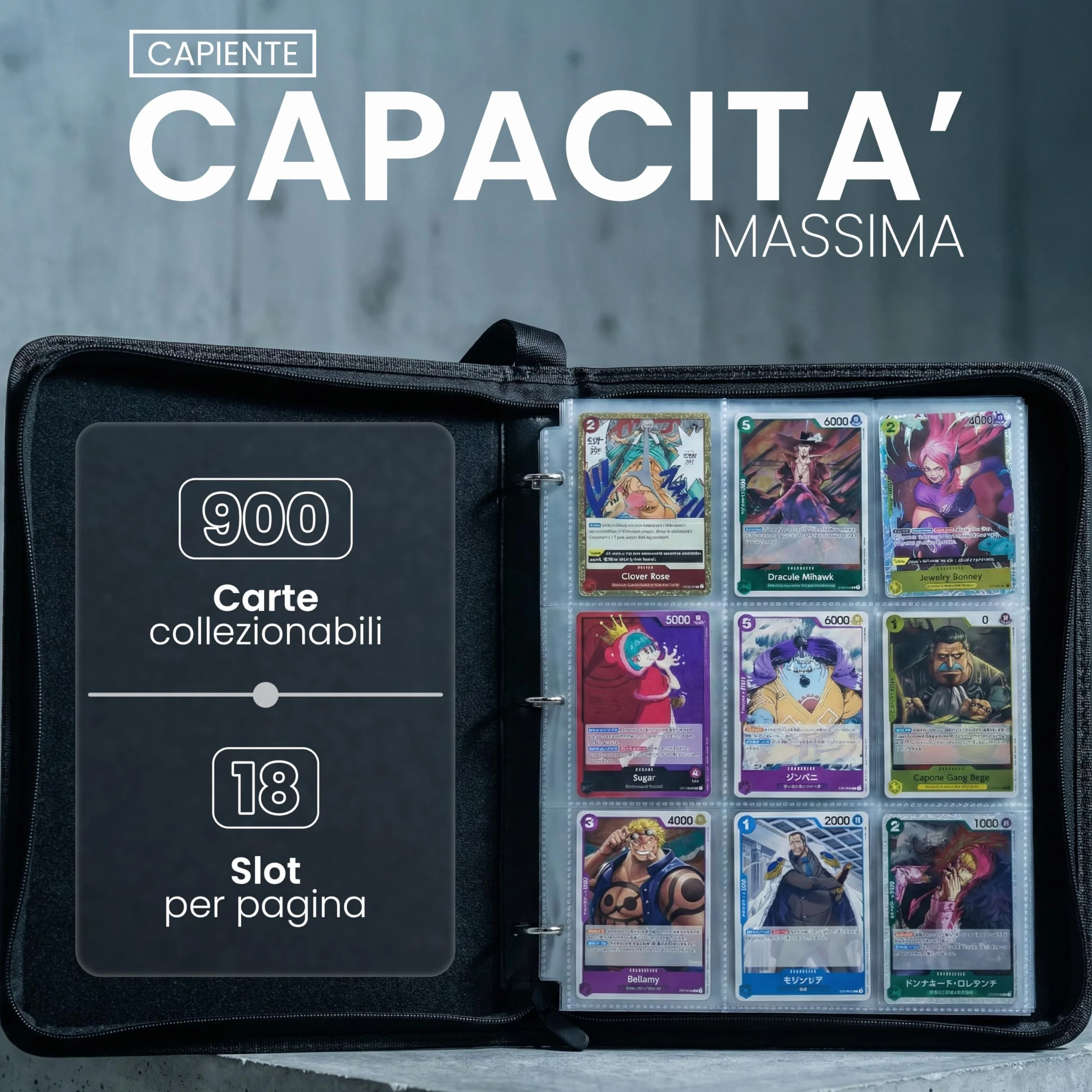 Raccoglitore Carte Pokemon 9 Tasche con Cerniera - 50 Fogli per 900 Carte – Album Pokemon Grande in Pelle Impermeabile