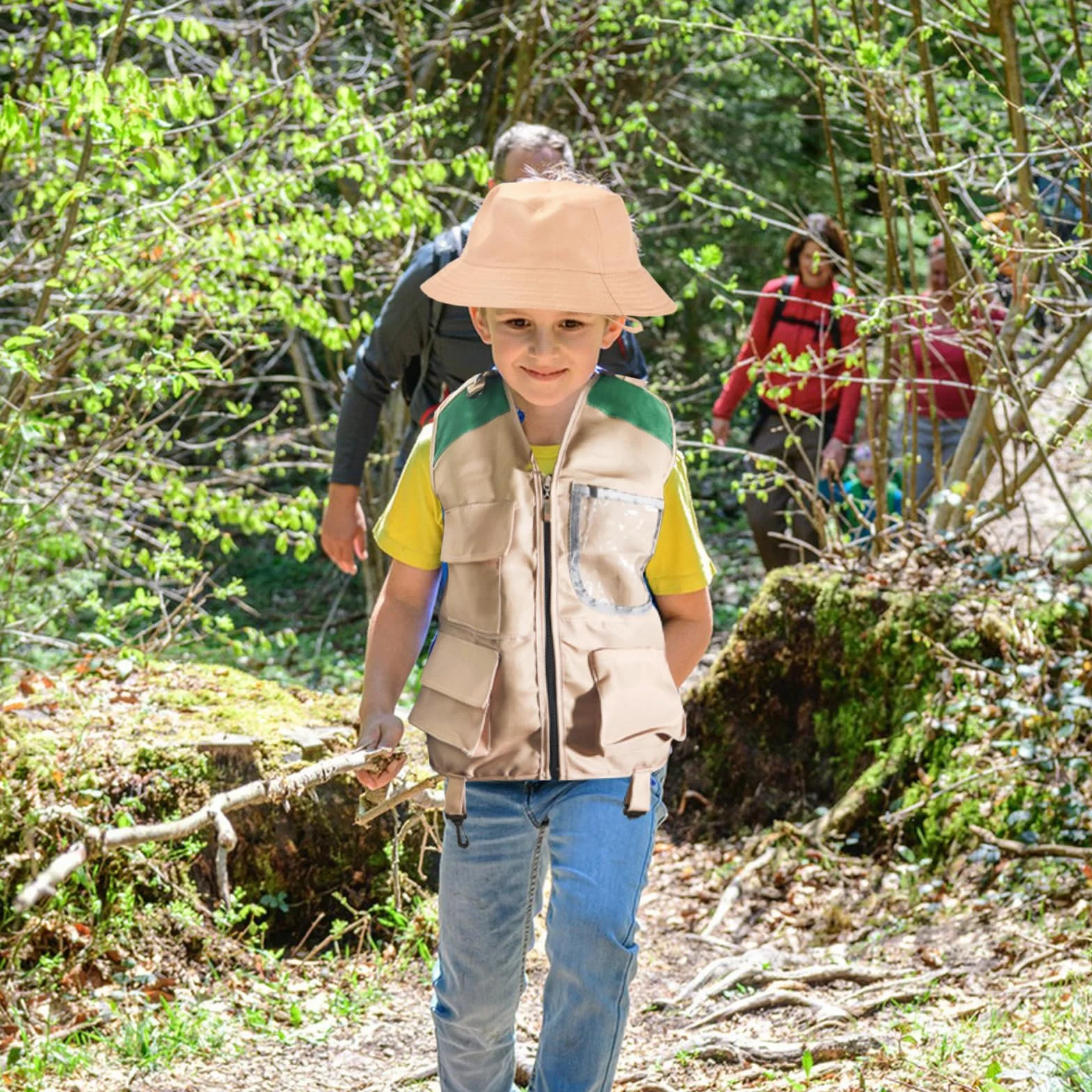 Set di esplorazione per Bambini, Set di Giocattoli da Esploratore Esterno con Gilet, Cappello, Attrezzatura da Campeggio per Bambini, per Avventura Campeggio Escursionismo (A)