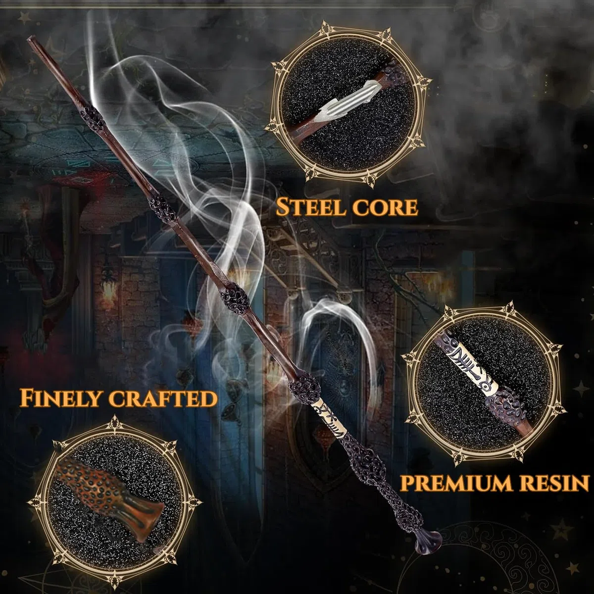 MeYuxg Bacchetta Magica Harry Potter Bacchetta Magica di Silente Realizzata, Harry Wizarding World, Oggetto di Scena per Cosplay, Articolo per Fan per Bambini dai 7 Anni in su, Decorazione Regalo