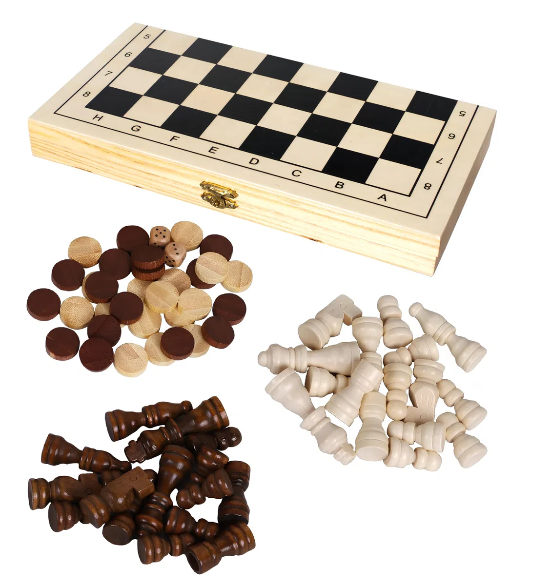 Scacchi Dama Backgammon Scacchiera in Legno Pieghevole Set 3 in 1 cm 29x29 con Pezzi Pedine Dadi in Legno Chess Checkers Backgammon Board Gioco da Tavolo Portatile Set Scacchi Dama Backgammon
