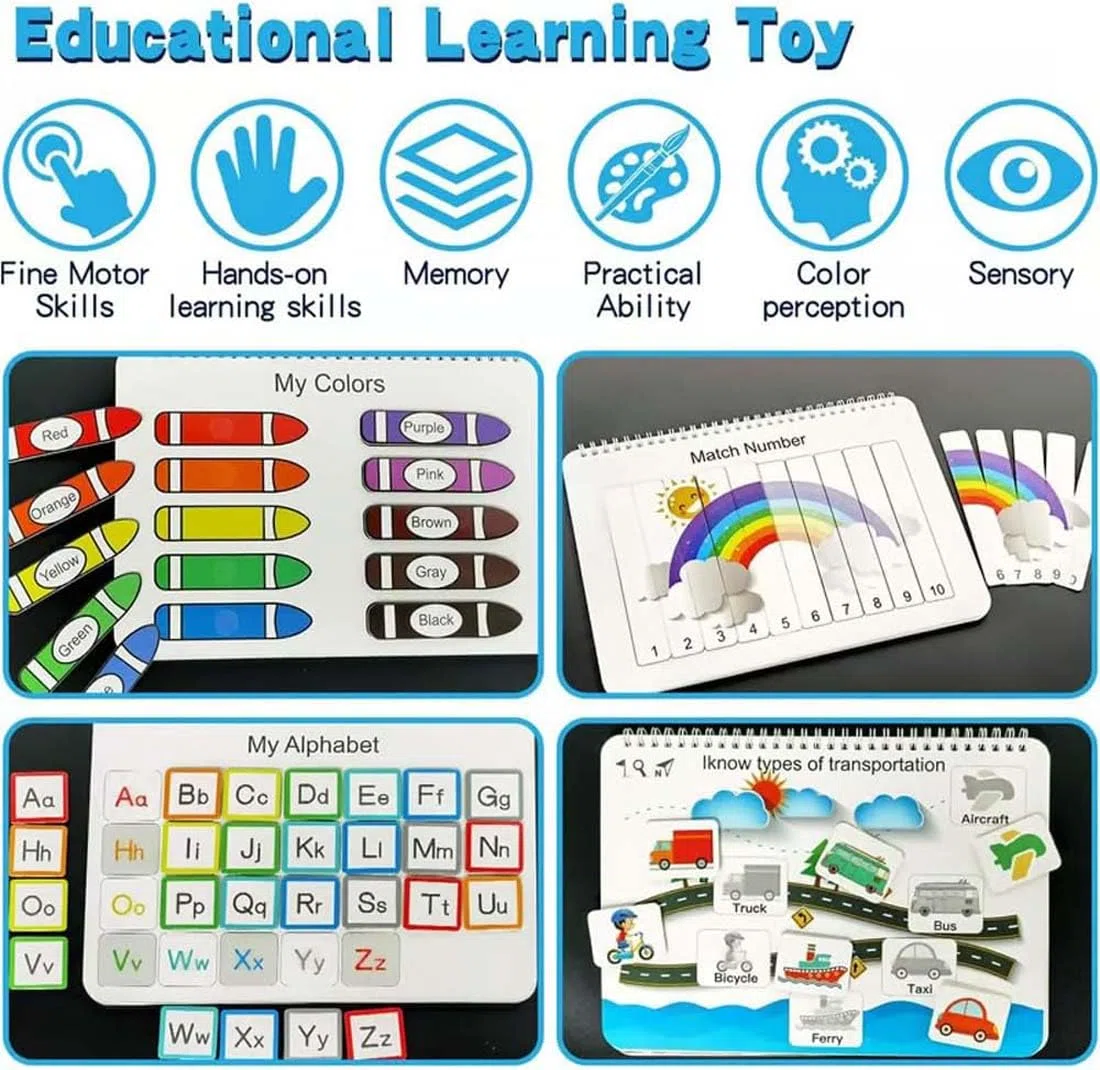 My Preschool Busy Book, Preschool Learning Activities-Toddler Busy Book for Kids, Busy Board per Bambini, Giochi Montessori, Giochi Educativi Tabellone Attivitài, Gioco Educativo Pannello Sensoriale