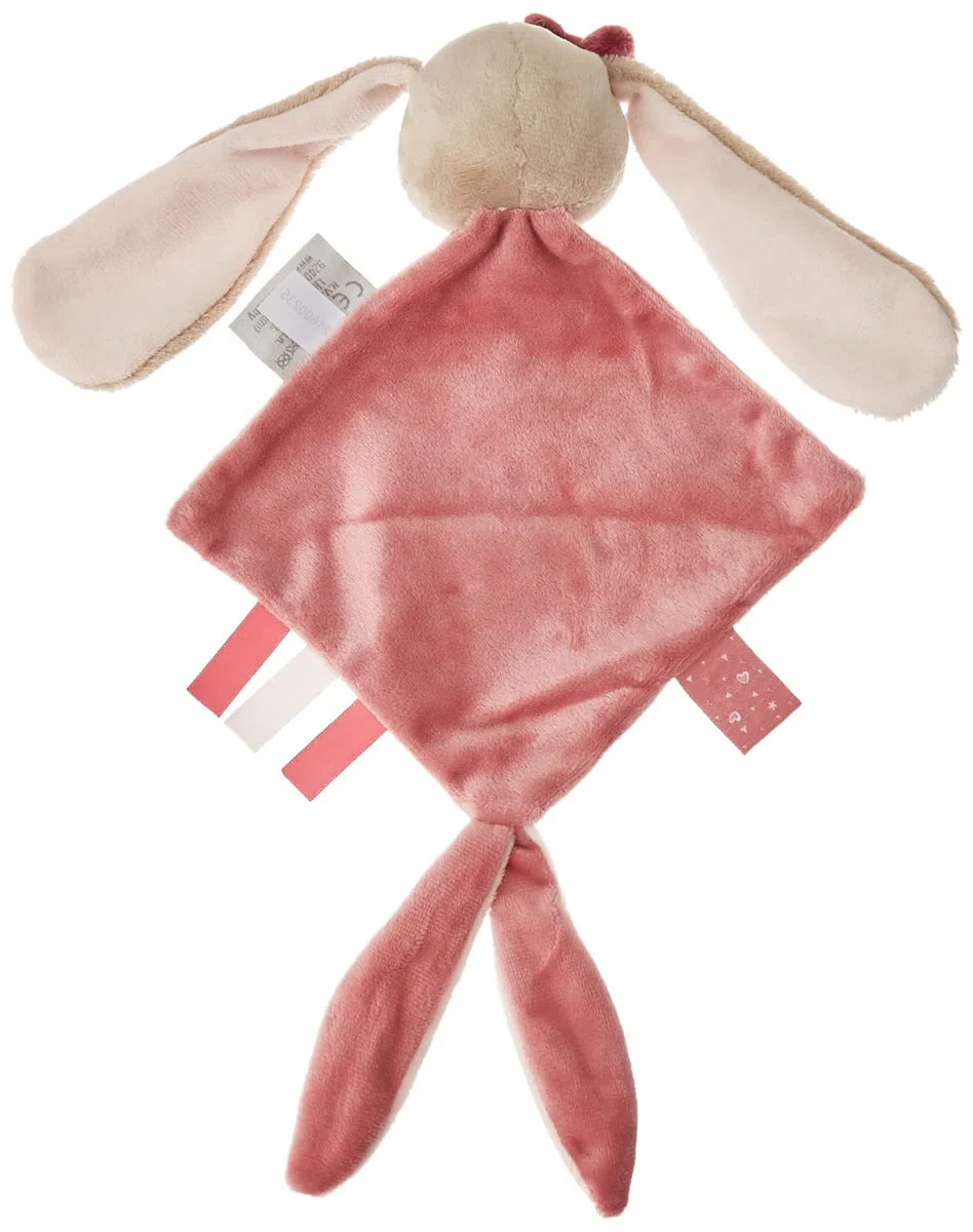Nattou Pupazzetto Fazzoletto Mini Nina Il Coniglietto, con portaciuccio, 30 x 20 x 5 cm, Nina, Jade e Lili, Beige/Rosa, 987141