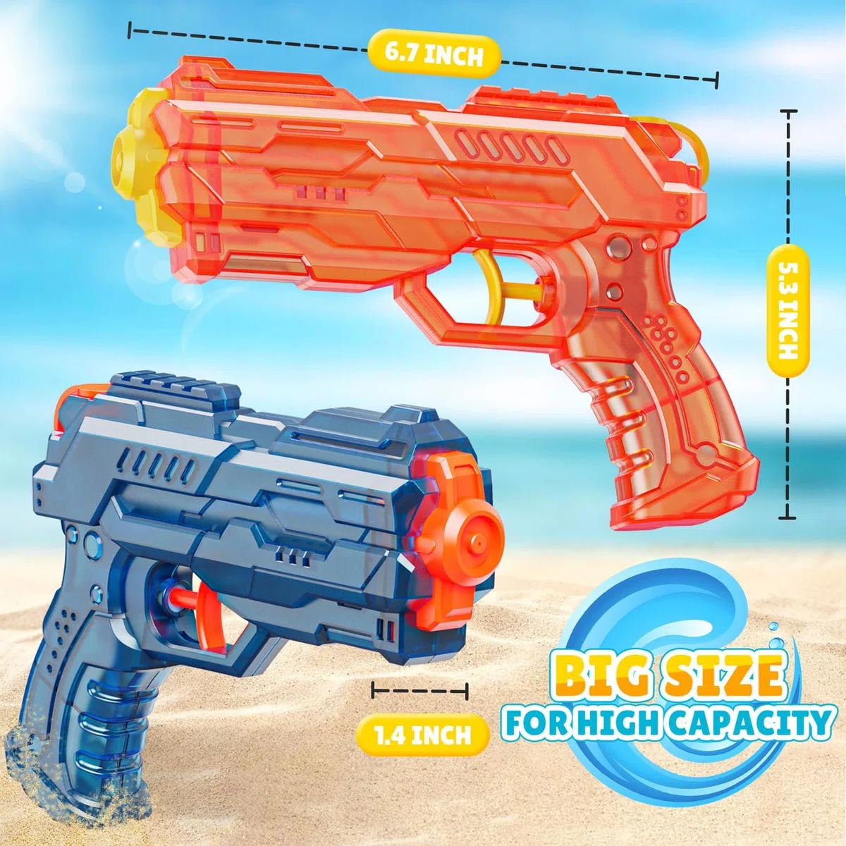 Pistola ad Acqua, 2 PCS Pistole d'acqua, Fucili ad Acqua con 25-30 Piedi a Lungo Raggio, Pistole ad Acqua per Bambini Adulti Estate Piscina all'aperto e Giocattoli da Spiaggia (Blu+Arancione)