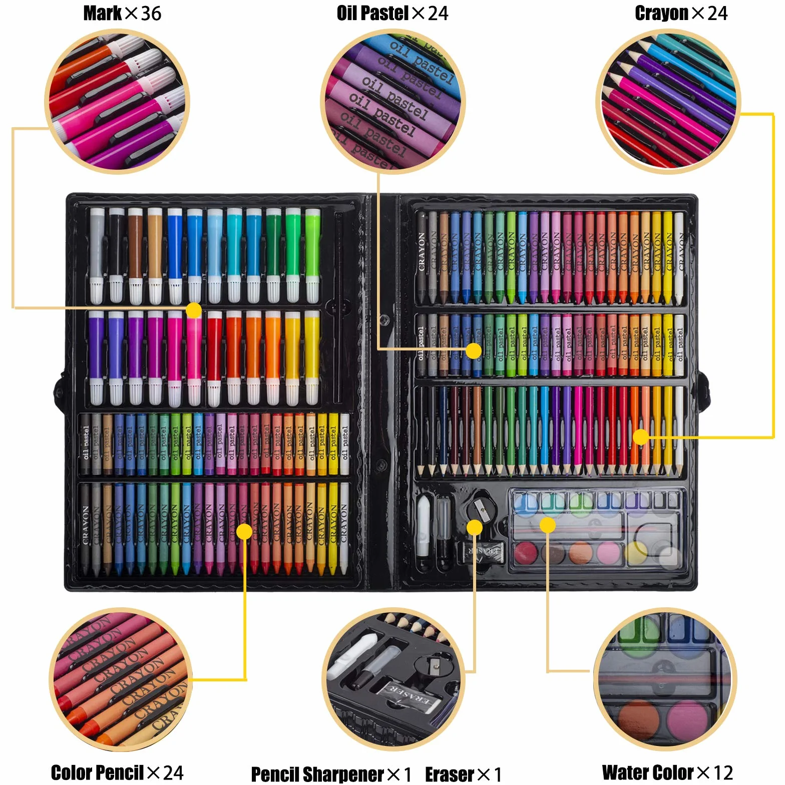 KINSPORY 278 pezzi valigetta colori bambina, pittura valigetta per bambini, Set per disegno, kit disegno acquarellabili bambini (Bianco)
