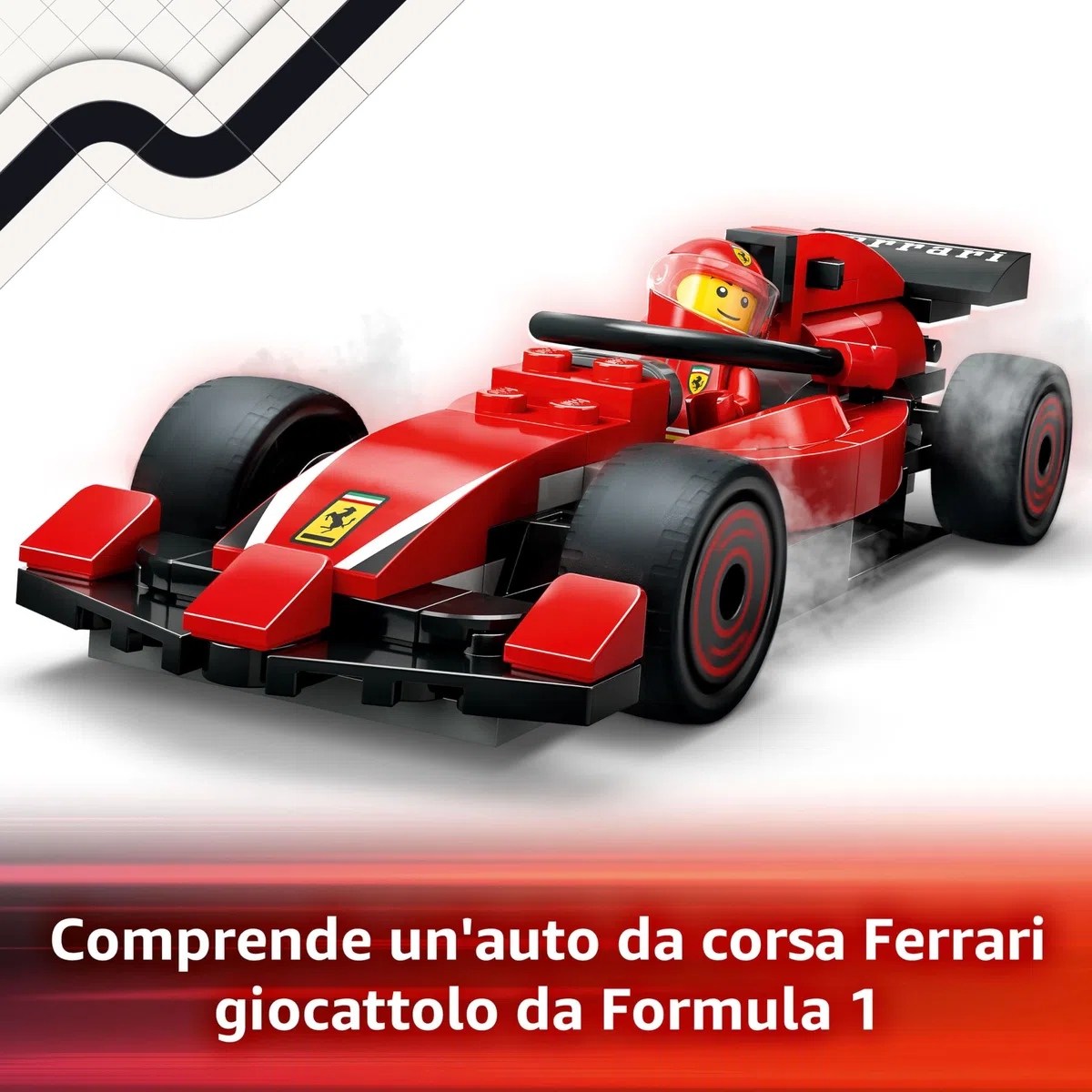 LEGO City Pit Stop e Meccanici con Monoposto Ferrari F1 - Kit Officina da Costruire con Macchina Giocattolo, Minifigure e Accessori, Giochi per Bambini da 6 Anni Fan delle Auto da Corsa Sportive 60443