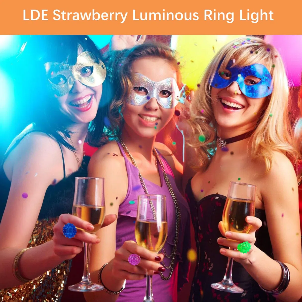 Anelli Luminosi LED Dito, 12 Pezzi Party Anello Light up Lampeggianti Divertenti Bomboniere, Giocattoli con Luci, Gomma Gelatina Bumpy, Party Toys Ring