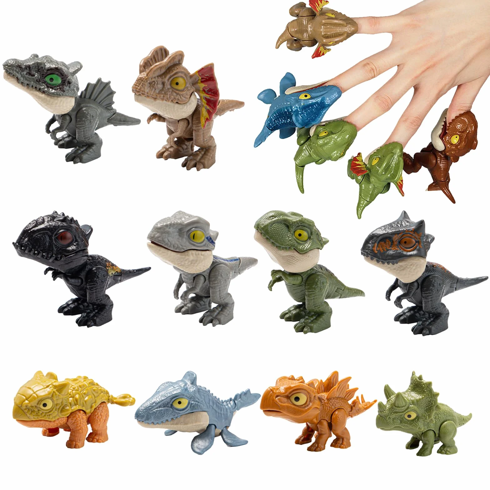 10 Pezzi Dinosauro Morso Dito Giocattolo Dinosauro Che si Morde le Dita Dinosauro Giocattolo Mordere le Dita Giocattolo per Dita dei Dinosauri per Bambini, Ragazzi e Ragazze