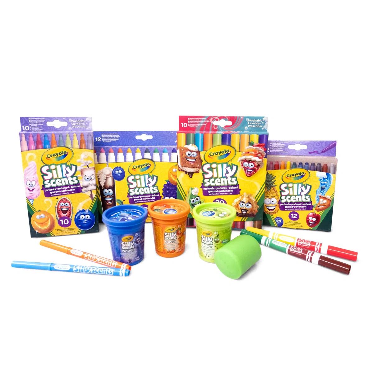 CRAYOLA - Set Convenienza Silly Scents, per Disegnare con Colori Profumati, più di 45 pezzi tra Pennarelli, Pasta da Modellare, Pastelli a Cera, 7455
