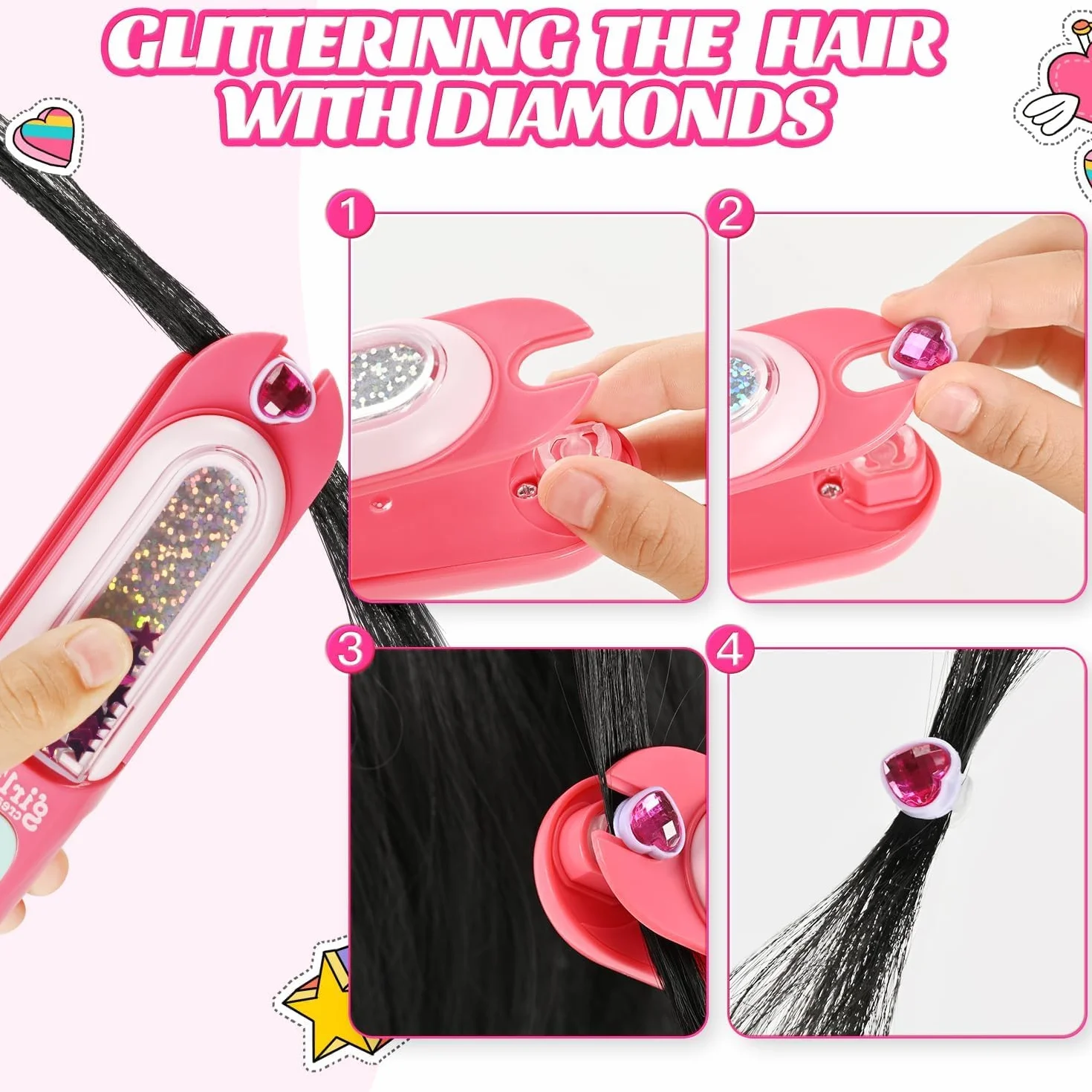 Regalo Bambina 5 6 7 8 9 10 Anni, Kit Gemme Capelli Giochi Bambina 4-10 Anni Femmina, Lavoretti Creativi per Bambini, Regalo Compleanno Ragazza 11 12 Anni