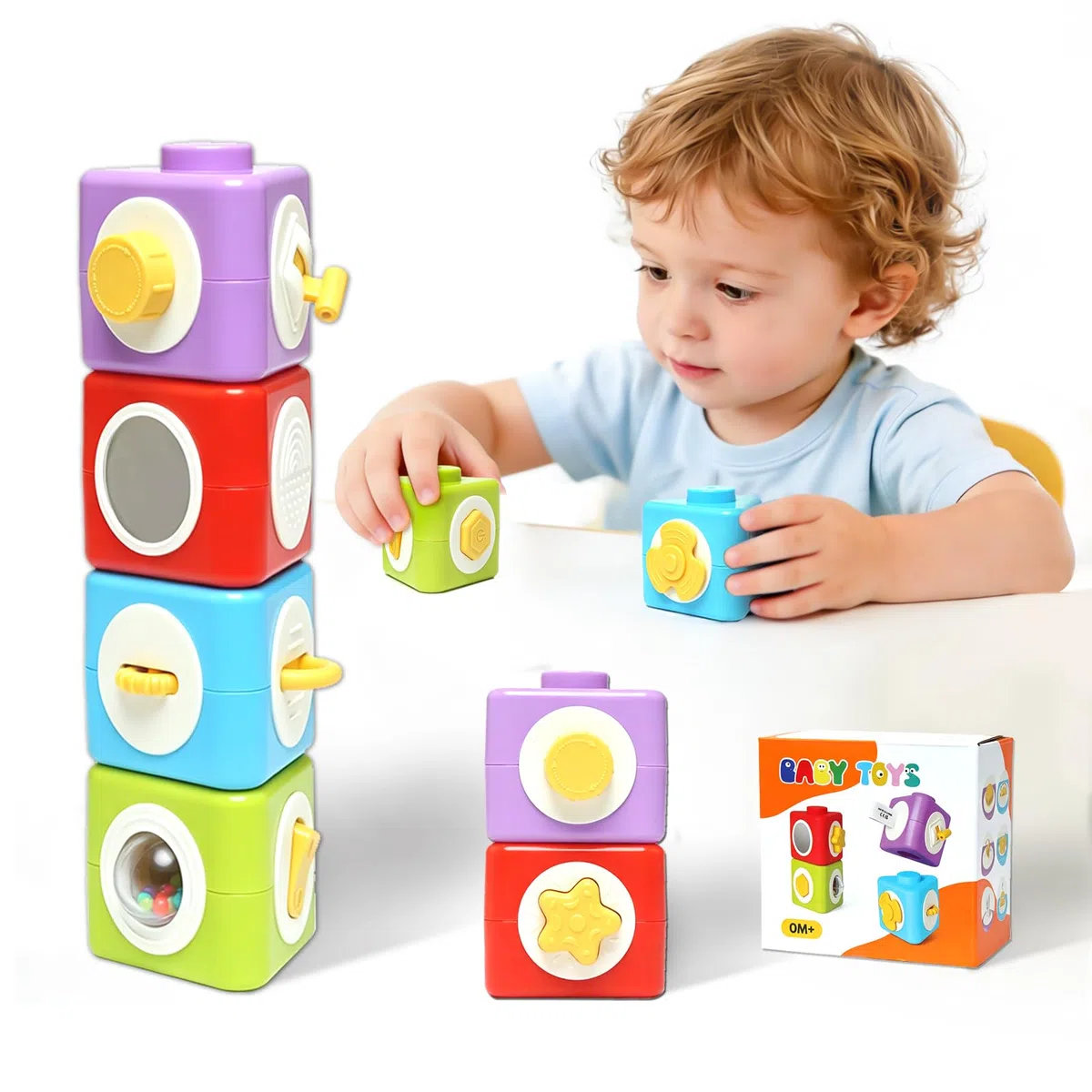 Giocattoli Montessori 1 Anno, Cubo Occupato 12 in 1 Giochi Sensoriali per Bambini 1 2 3 Anno, Giocattoli da Viaggio Giocattoli Educativi per l'apprendimento Regalo per Neonati 12-24 Mesi