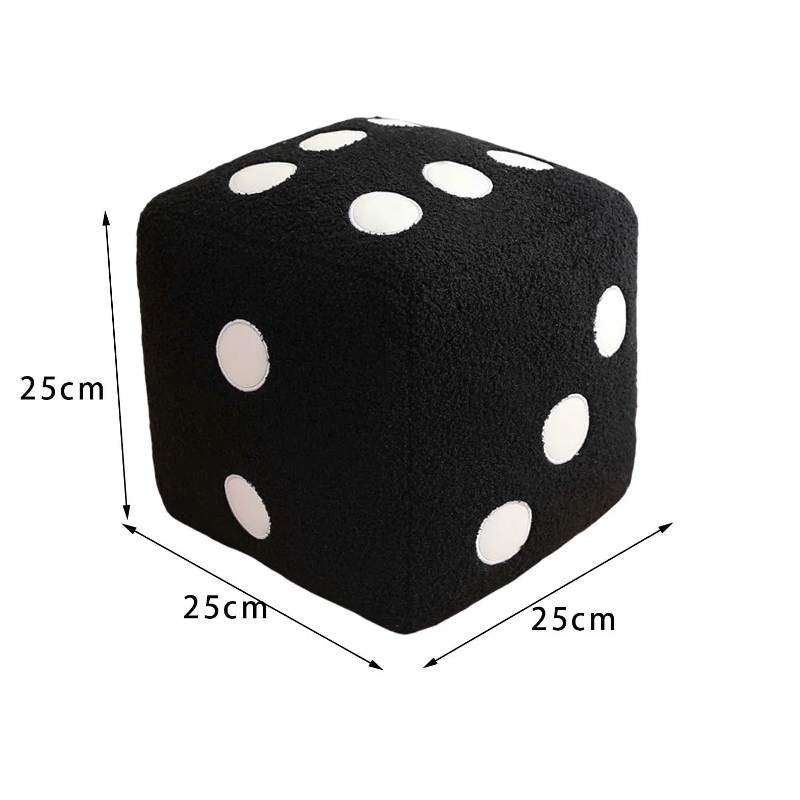 Dado DOT Peluche Morbido Cubo Schiuma Giocattolo Apprendimento Matematica Dado da Tavolo Jumbo 25cm Accessorio Insegnamento STEM Adatto per Bambini Gi, Nero