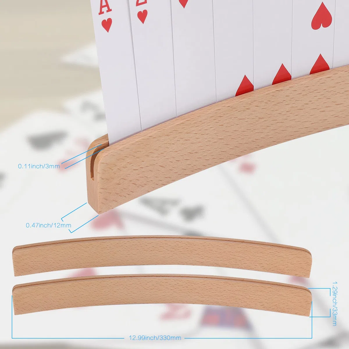 Zocipro 2 porte carte da gioco per bambini, legno curvo, mani libere, Poker/Bridge/Uno, organizzato per adulti e anziani