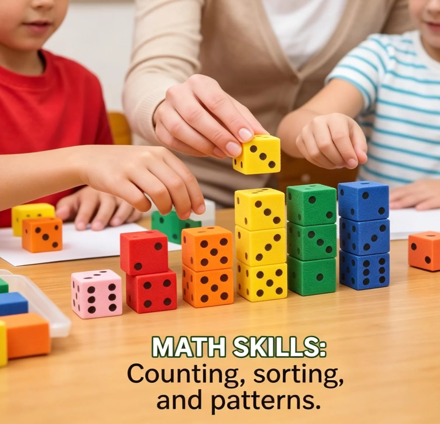 48 Pezzi Dadi in Gommapiuma 2 cm Dadi Di Schiuma Dado Gioco Cubo Di Schiuma Didattici Dado per Asilo Nido, Scuola Materna, Classe, Giochi Di Matematica, Multicolore