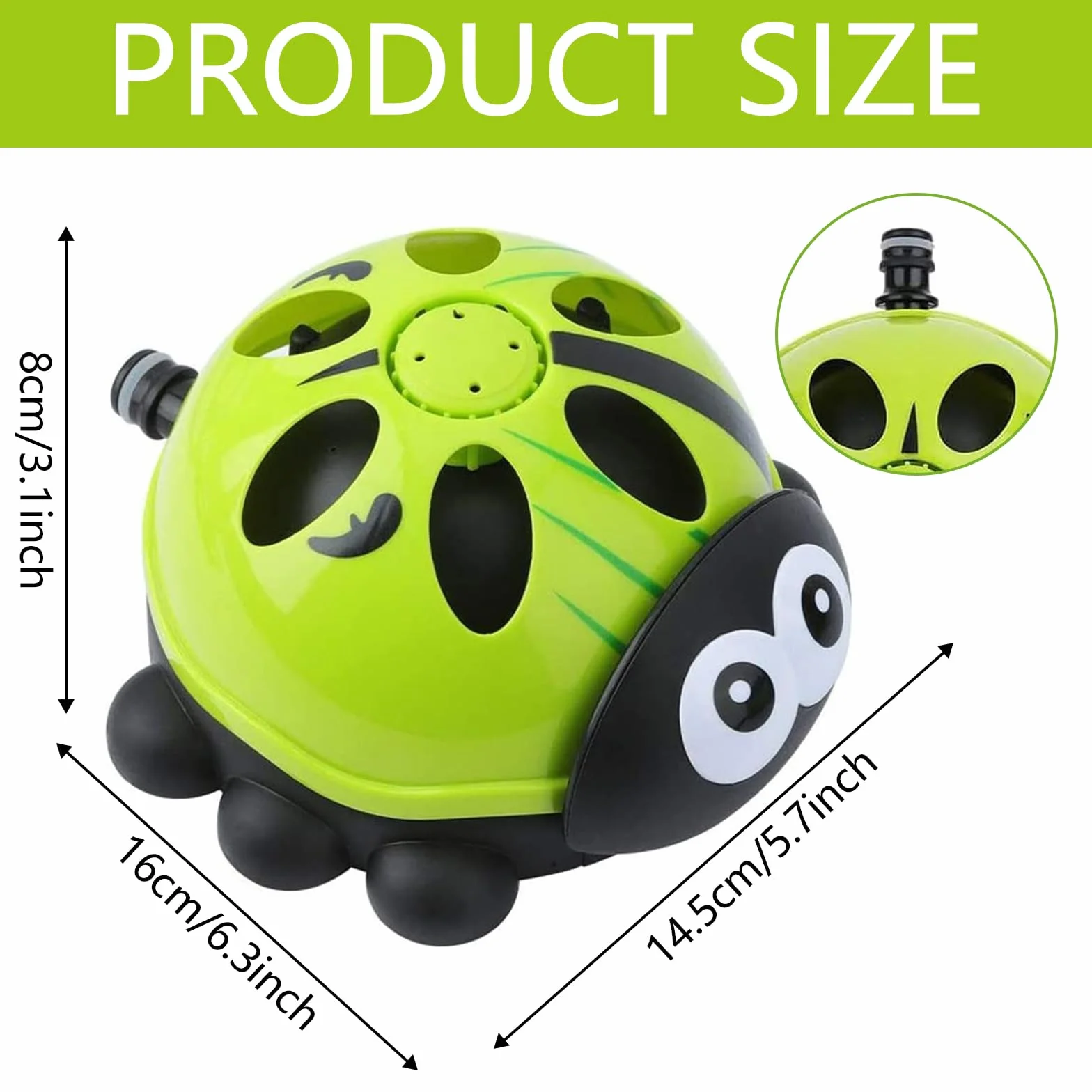 Giochi da Giardino per Bambini, Giochi Acqua Bambini, Outdoor Sprinkler Toy, Giocattolo di Sprinkler, Coccinella Verde, Unisex, 3-10 Anni