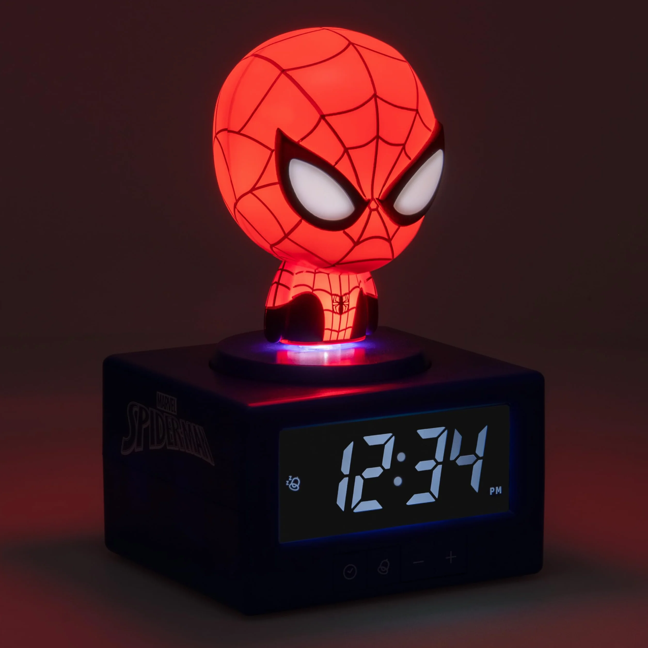 Paladone, Sveglia digitale di Spider-Man della Marvel, con luce notturna e musica, con licenza ufficiale MCU, decorazione per camera da letto a tema supereroe, per bambini e ragazzi, a batteria