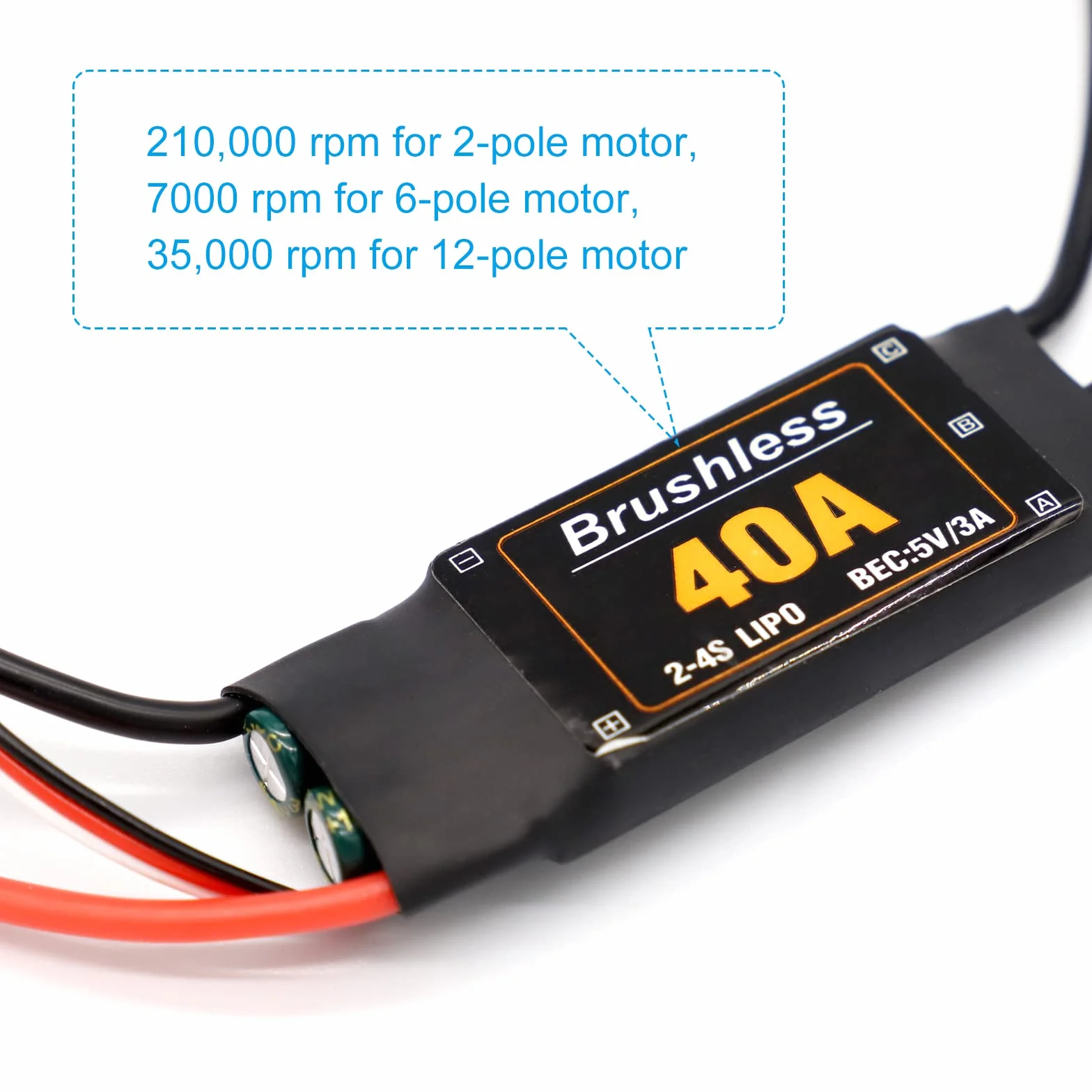 RUIZHI 40A ESC 2-4S Brushless ESC Regolatore di Velocità 5V 3A BEC Regolatore di Velocità Motore per ala Fissa FAI DA TE RC Drone Elicottero Quadcopter