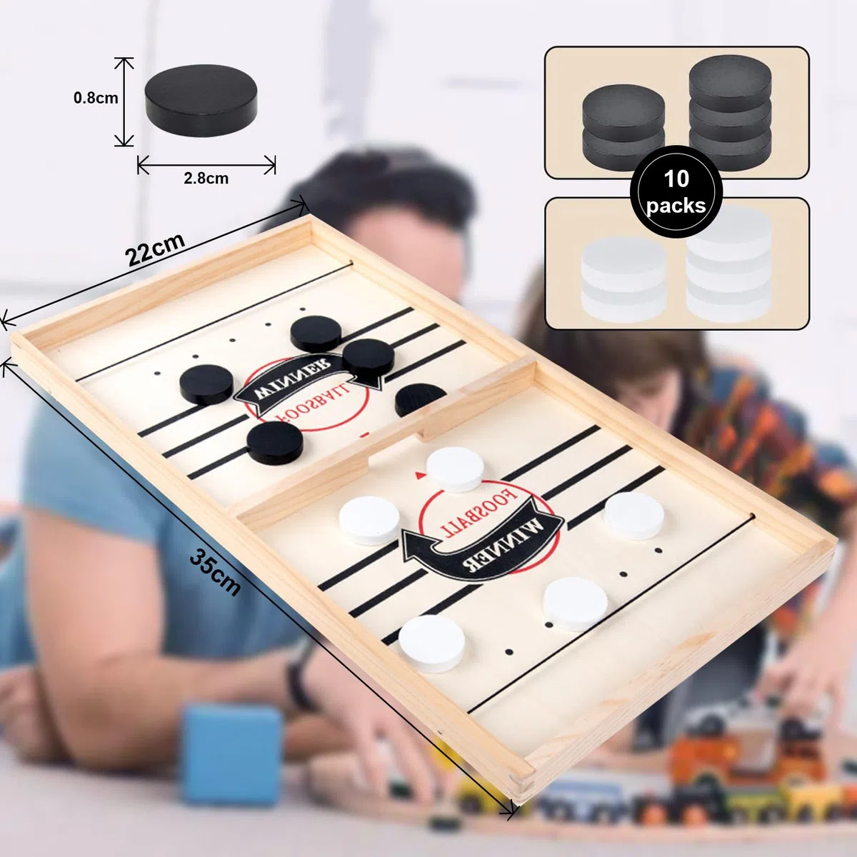 Gioco da Tavolo Hockey,Hockey Tavolo in Legno Gioco Veloce Del Disco Da Fionda,Gioco Da Hockey Con Fionda, Divertente Gioco Da Tavolo Hockey Su Ghiaccio Gioco Giocattolo Interattivo Genitore-Figlio