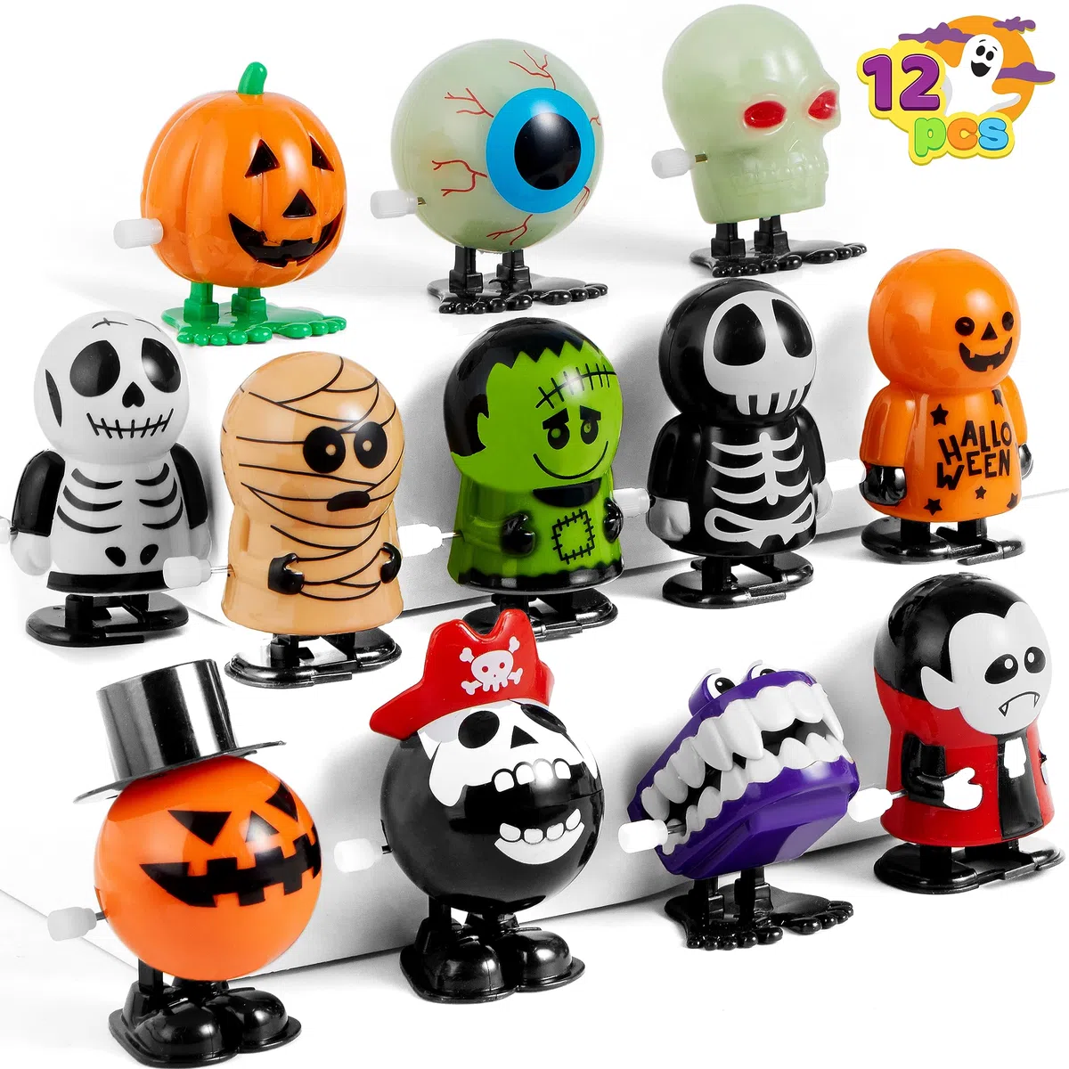 JOYIN 12 Pezzi Giocattoli a Carica per Halloween Assortimento Goody Bag Riempitivo Rifornimenti Bomboniere Regalo (Confezione da 12 Pezzi)