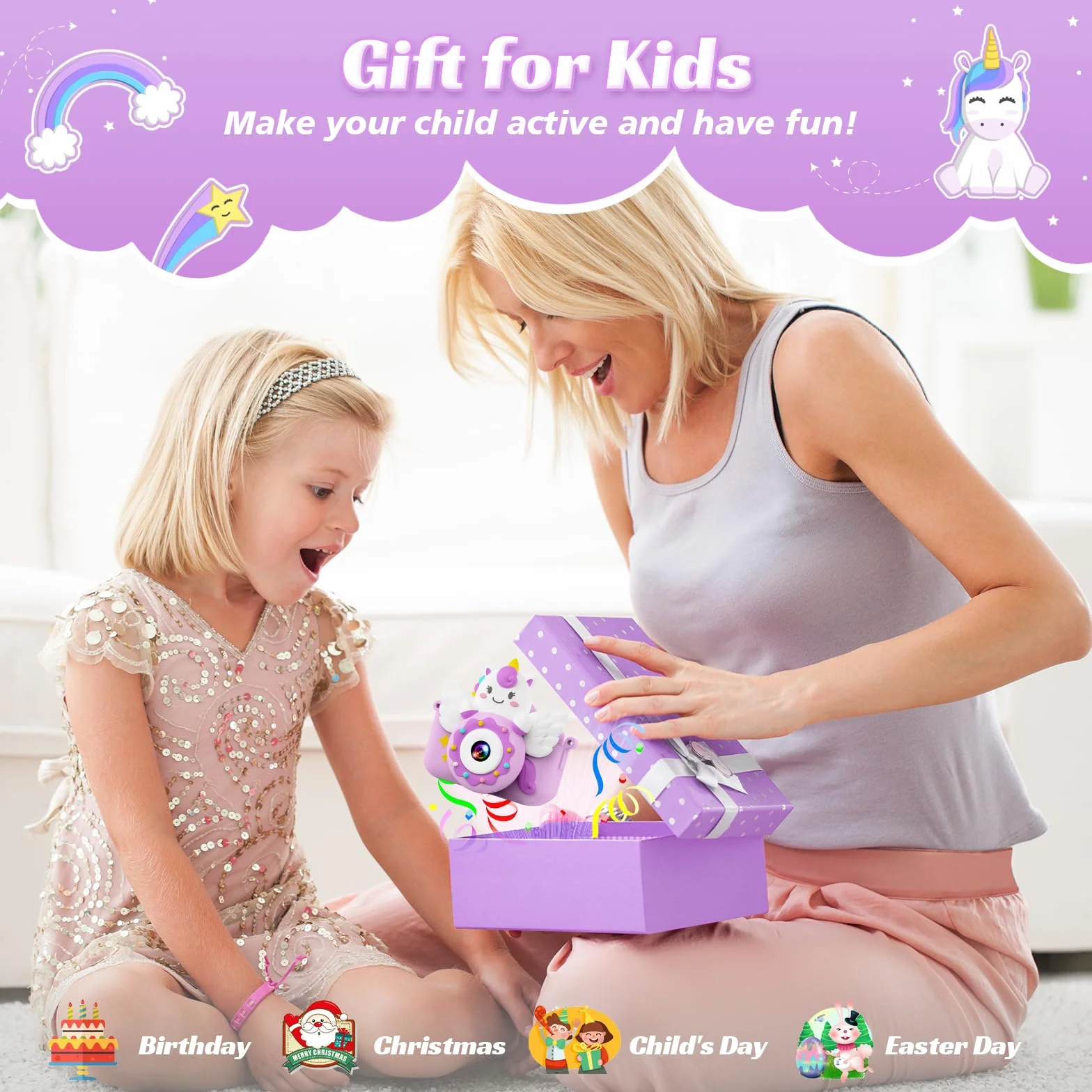 TIATUA Macchina Fotografica Bambini 2.0 Pollici Schermo 32G Card Video Camera Gift for Girls Boy Age 3+