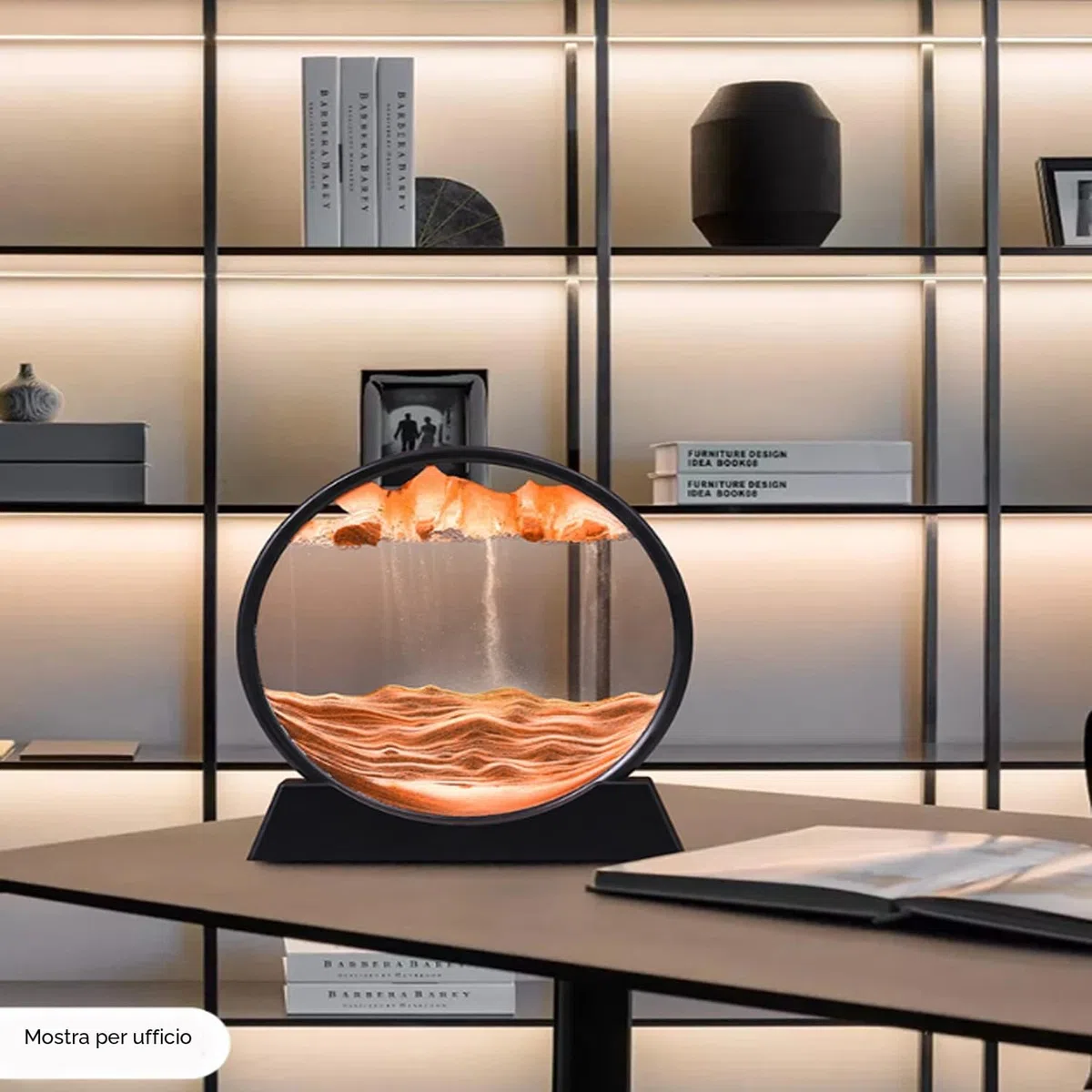 RCQD clessidra 3d sabbia paesaggio,paesaggio marino profondo a clessidra 3d,Pittura di Sabbia Che Scorre Display Decorazioni per la Casa e l'ufficio Giocattoli da Scrivania per Adulti (Blu, 12")