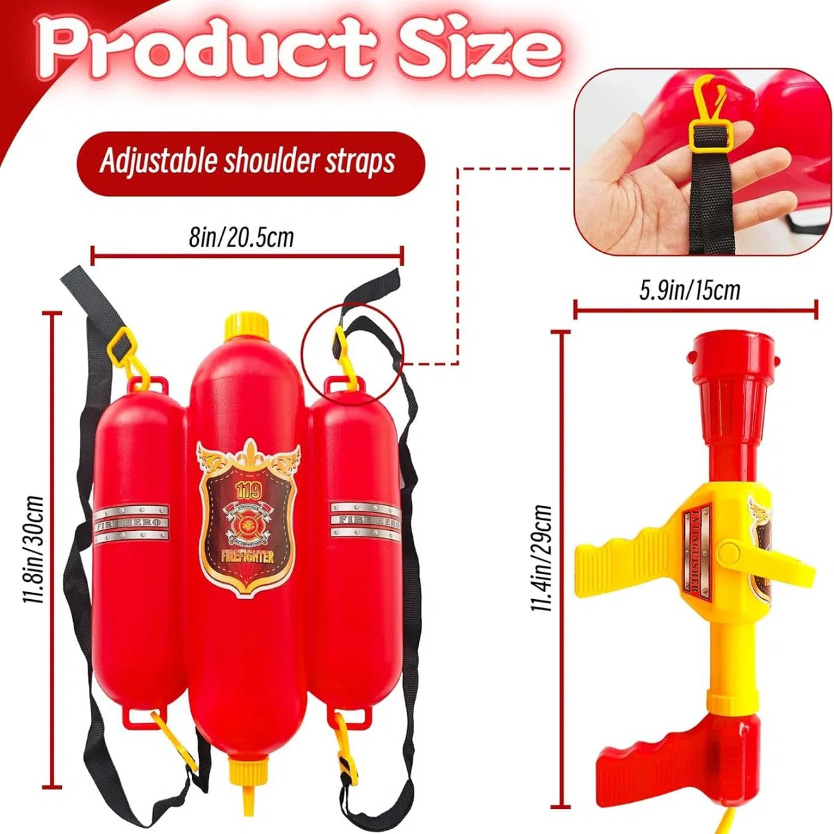 Sharplace Zaino Giocattolo per Pompiere con Spruzzatore d'Acqua, Giocattolo per Pompiere, Ideale Come per Feste, Regalo di Compleanno Estivo.