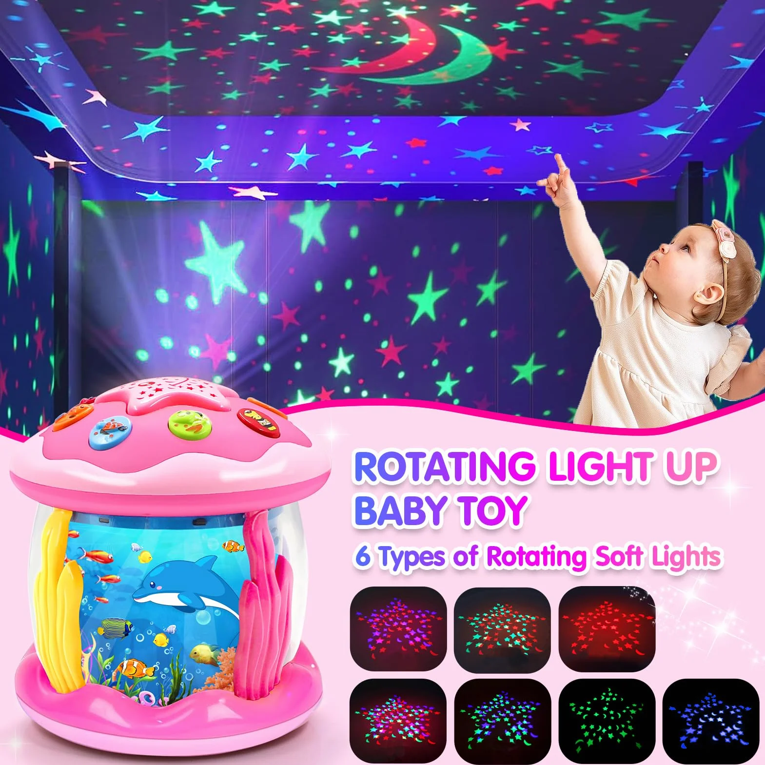 KALOISYHE Giochi Bambini 1 Anno Montessori Rotante Giocattolo ha Musica e Luci a LED, Giochi Neonato 6 9 12 18 Mesi Compleanno Regali Gioco per Bambino 1 2 3 Anno
