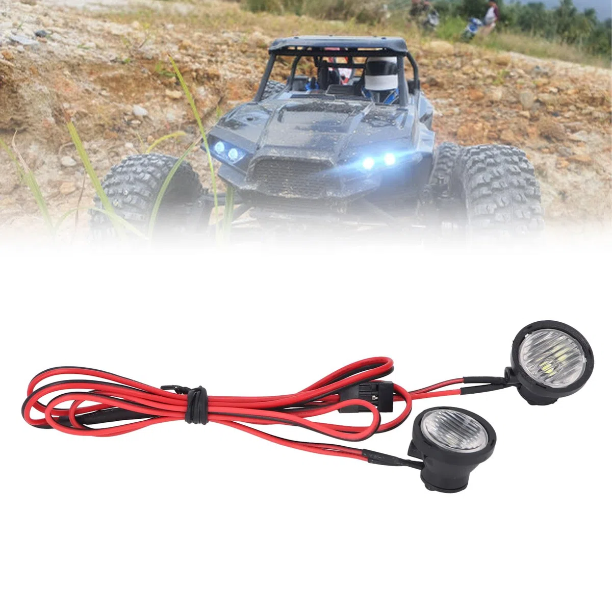 RC Auto LED Lights Spotlight RC, Spotlight Front Light Front Lumpness RC a 2 LED, fari LED Light Accessorio di sostituzione per 1:10 RC Crawler (Luce bianca)