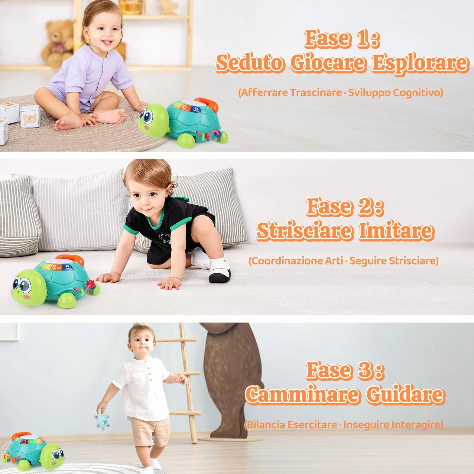 Herenear Gioco per Gattonare Neonato, Giochi Musicali per Bambini 1 Anno, Gioco con Musica e Luci, Tummy Time, Giochi per Neonati, Compleanno e Natale per Neonati