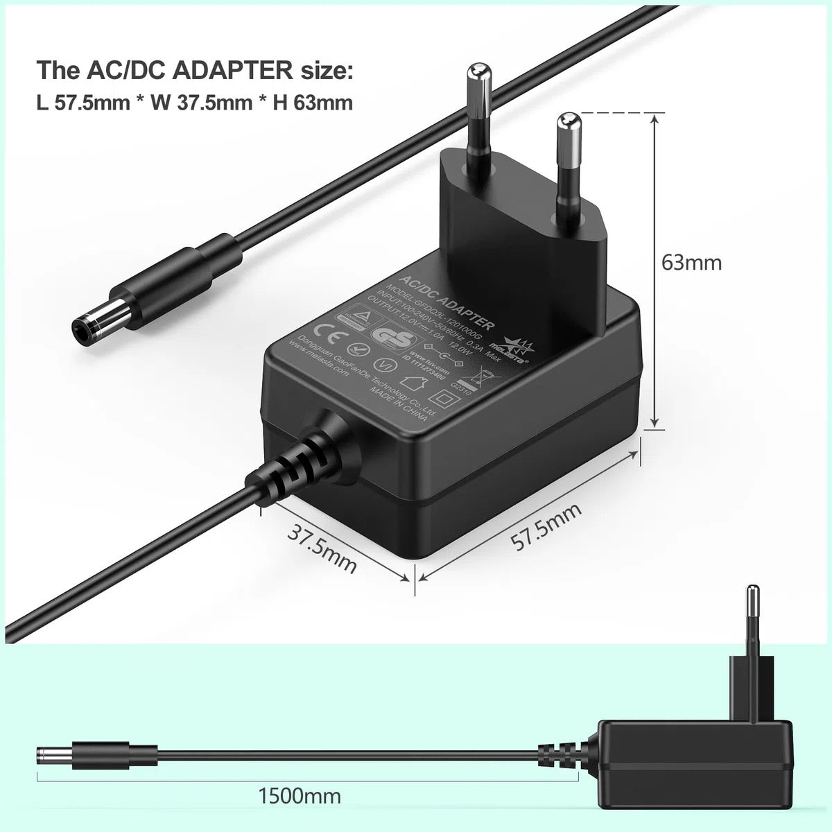 melasta AC/DC Adattatore universale 12V 1A con 8 Connettori DC per Strisce LED, Router senza Fili, Gatti ADSL, HUB, Interruttore, Alimentatori Audio/Video, 0.3A Max, Solo per Caricabatterie a 12V