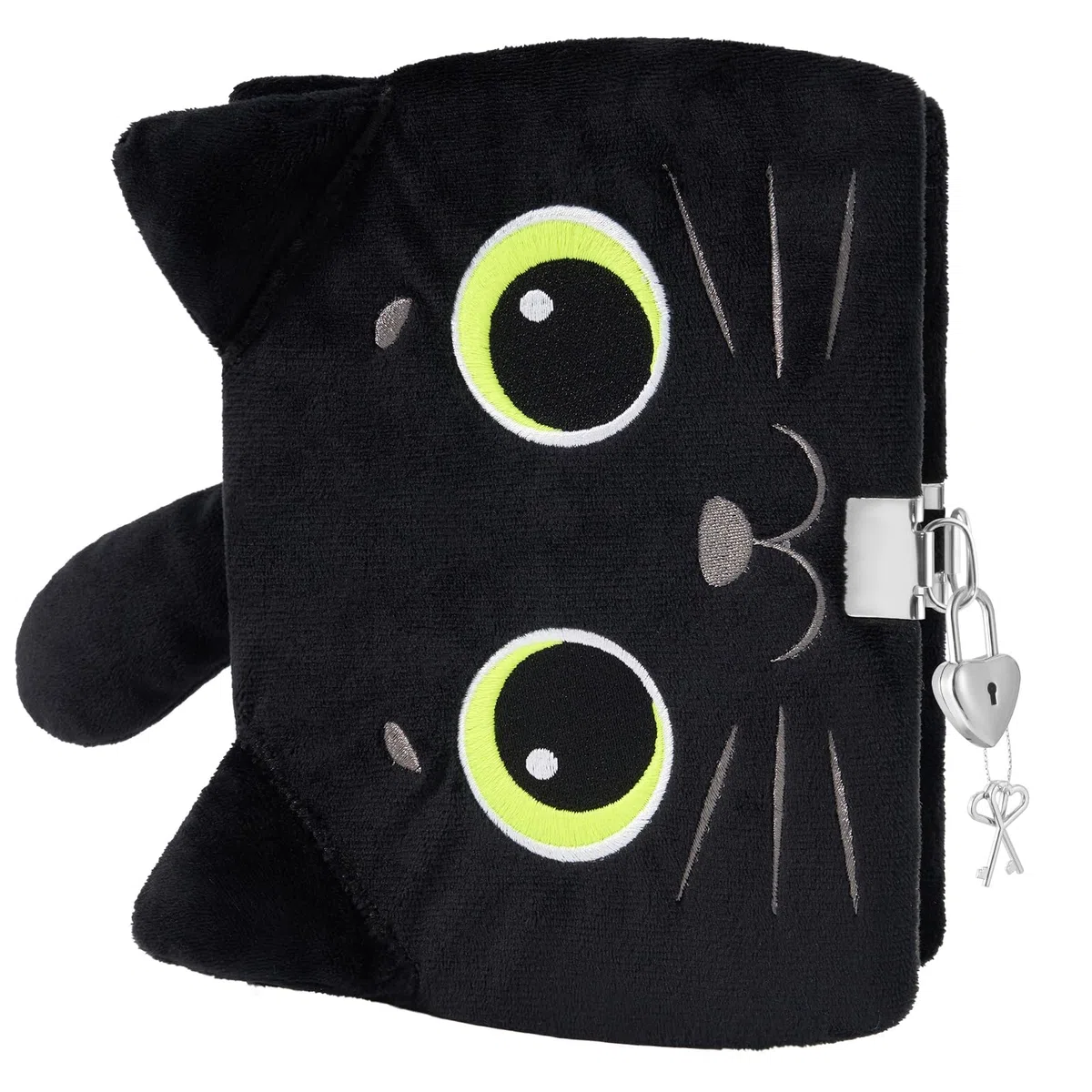 WERNNSAI Gatto Nero Quaderno Peluche - Diario Scintillante per Ragazze Bambini