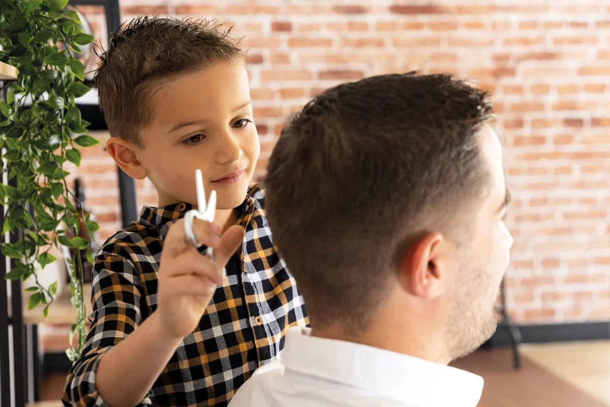Smoby- Barber Cintura del Barbiere, 7600320152, +3 Anni, asciugacapelli Elettrico, Accessori Meccanici