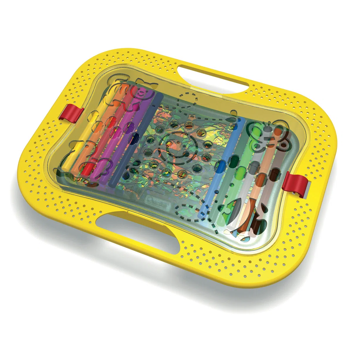 Quercetti Stencils Design Farm, Giochi Bambini 3 Anni Fino agli 8 Anni con 4 Sagome, 12 Pennarelli e Album da Colorare per Bambini, Giochi Creativi ed Educativi, Gioco Bambino 3 Anni, Made in Italy