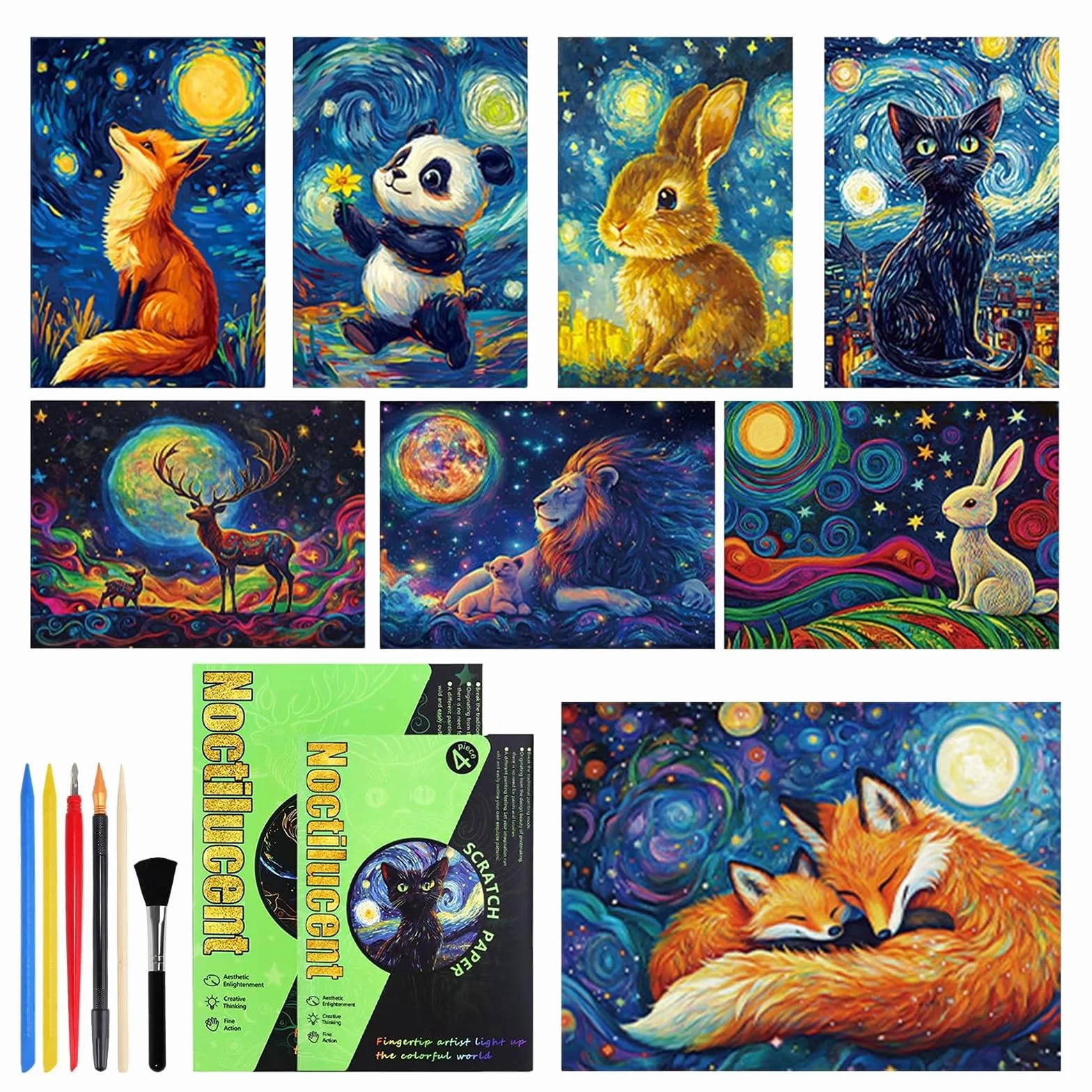8 Carte A Gratter - Scrath Card - Scratchboard Art - ActivitéS Très CréAtives Et Amusantes pour DéCorer Votre Chambre, Salon, Salle à Manger, éTude Ou Bureau