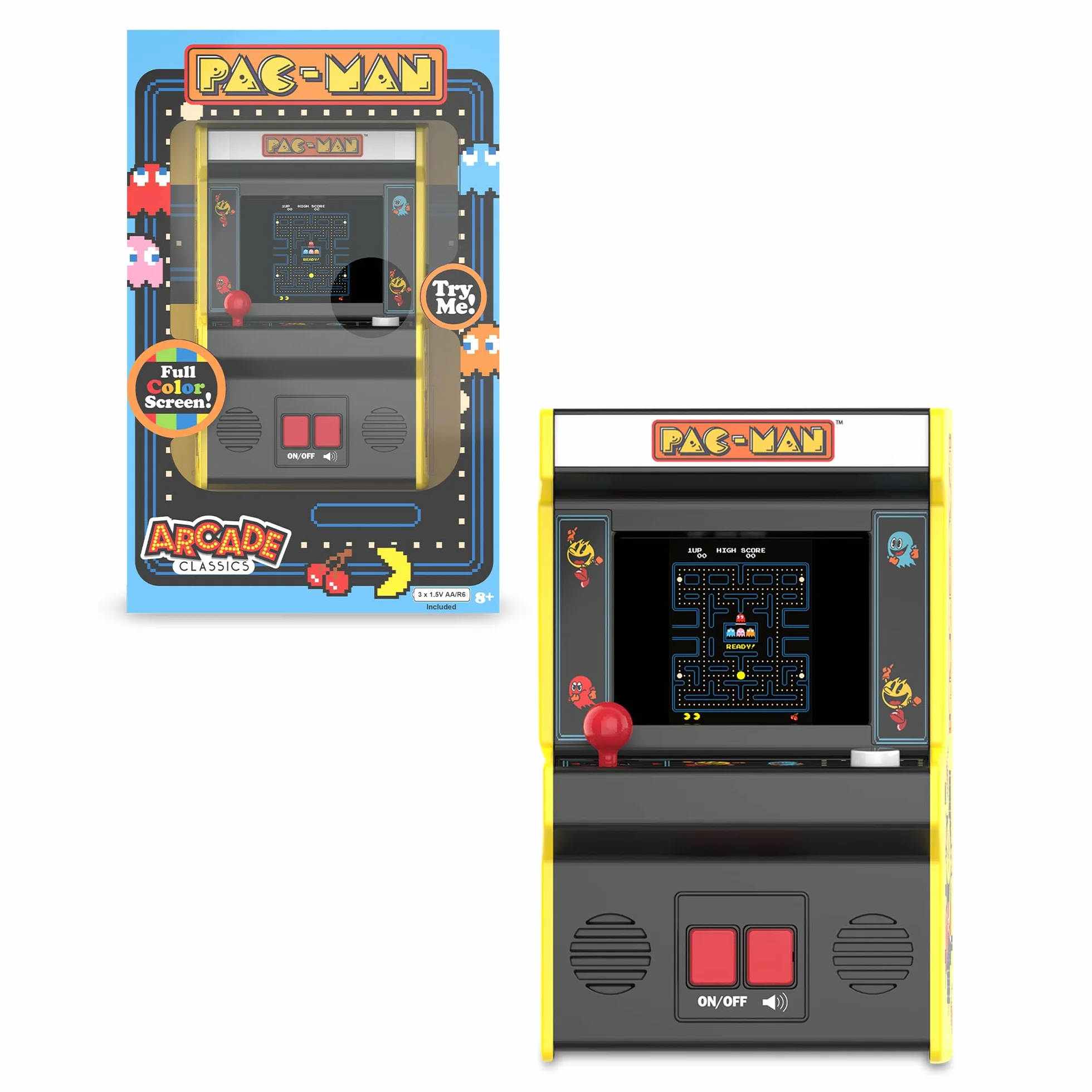 Macchina Arcade Mini Pac-Man™ di Basic Fun, Giocattolo Elettronico Retrò Classico con Nuovo Schermo a Colori TFT, Replica Autentica in Miniatura, Perfetto per Tutte le Età