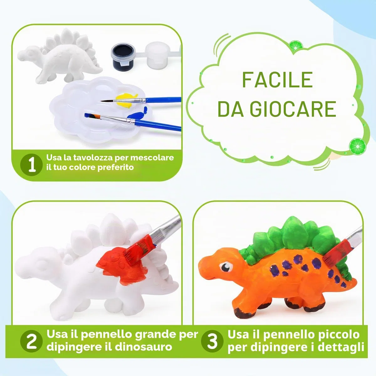 BelleStyle Dinosauro Giocattolo Bambini, Set Pittura di Malta Lavoretti Creativi Giochi Bambini, Kit Disegno di Artigianato Regalo Compleanno Natale per Ragazze e Ragazzi 5 6 7 8 9 10 11 12 Anni